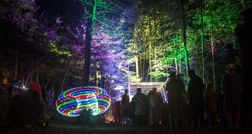 “The Bog” lights up at night. Photo by Shaun Ondak.