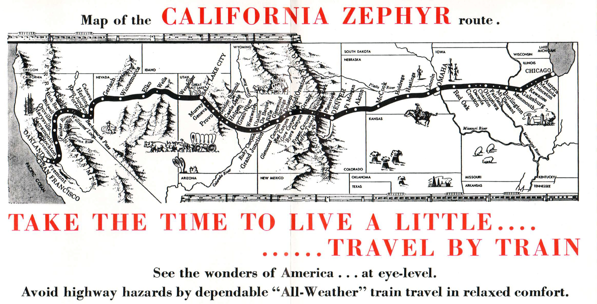 Old time map . The westbound train is number 5, the east is number 6. 