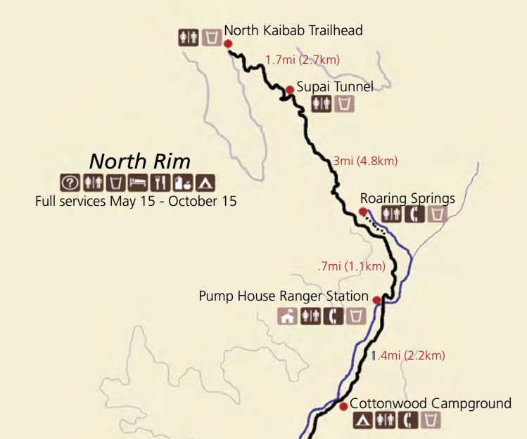 NPS signs strongly urge hikers not to attempt to go past Roaring Springs if they intend to return to the rim in one day.