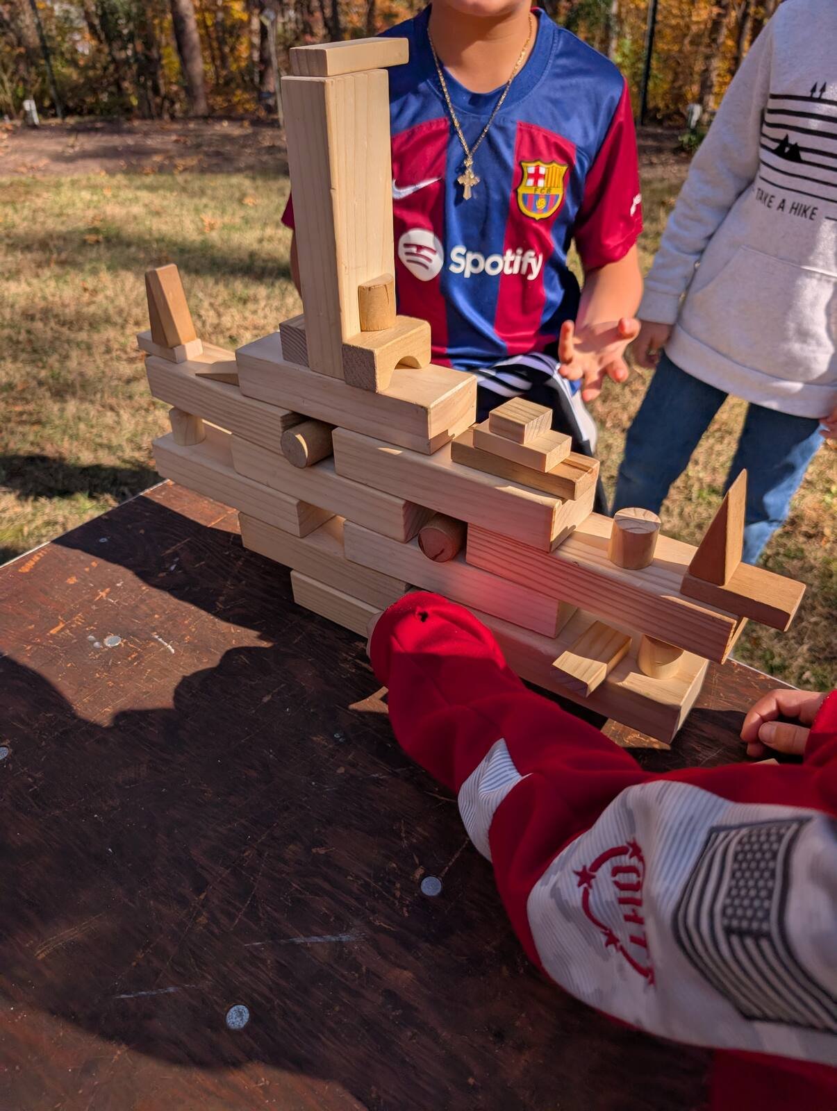 Students building an architectural model