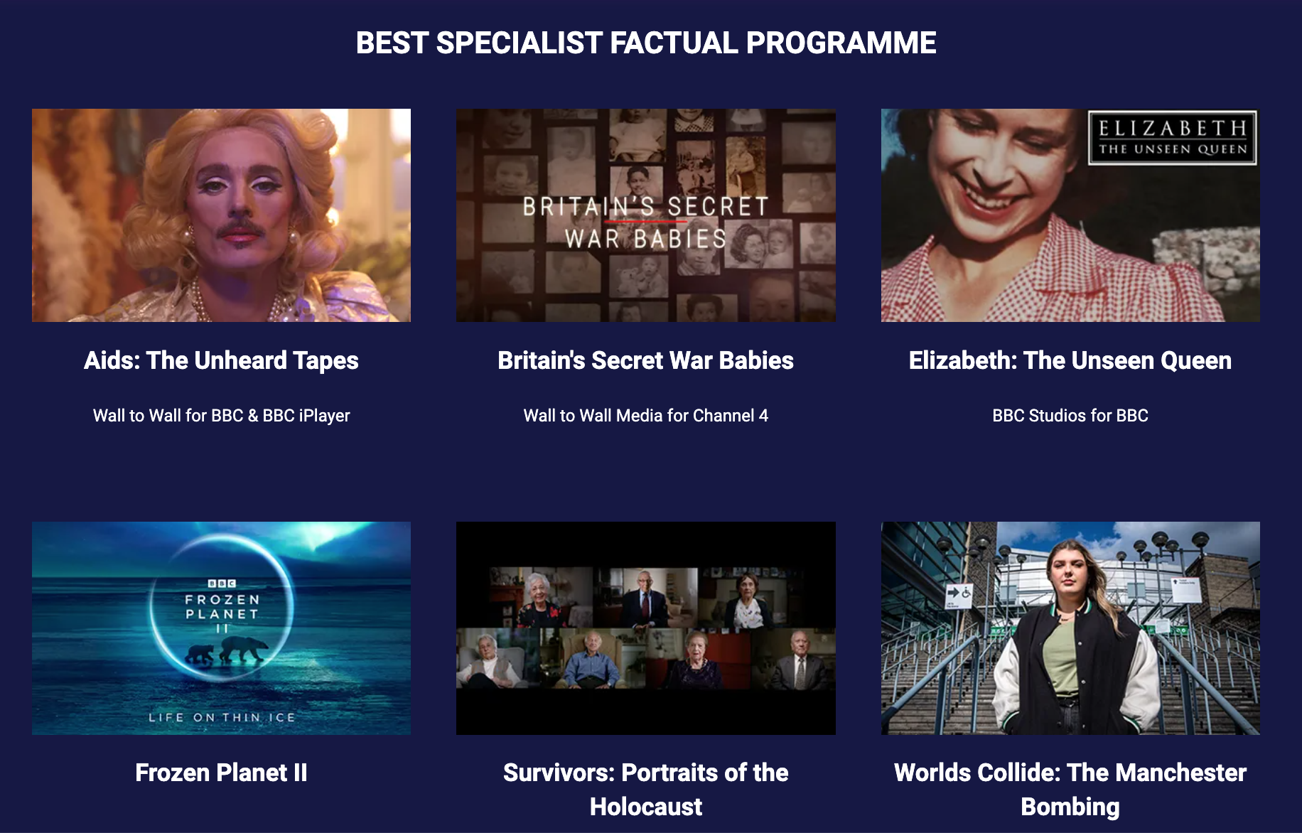 Three Stern &amp; Wild film-makers shortlisted for tonight's Broadcast Awards