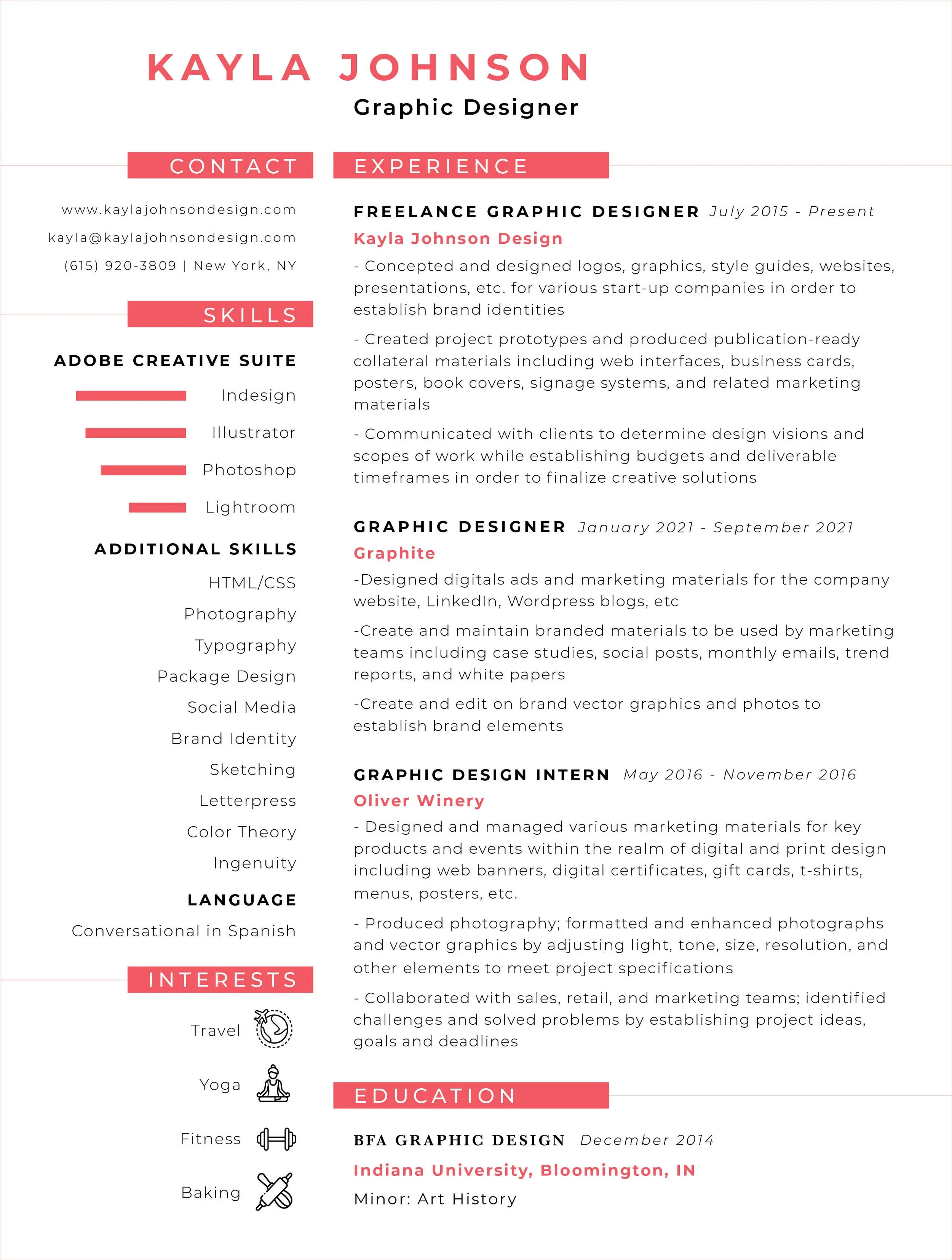kayla johnson graphic design resume