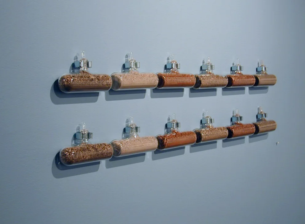  Soil Samples: gathered on the journey. Installed in the vehicle and separately in a gallery setting 
