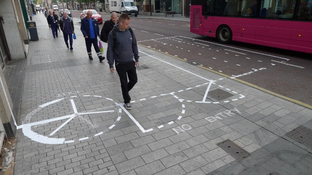 Prototype: white chalk and duct tape. June 2016