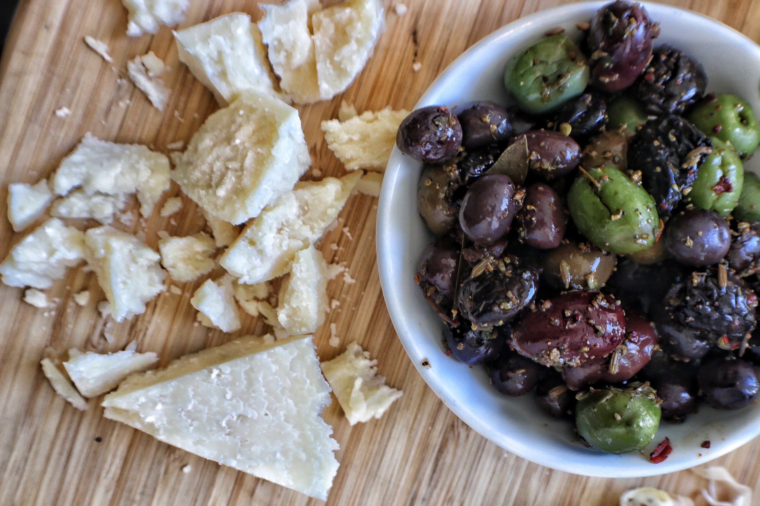  prosciutto, rosemary flatbread, parmigiano reggiano, olives 