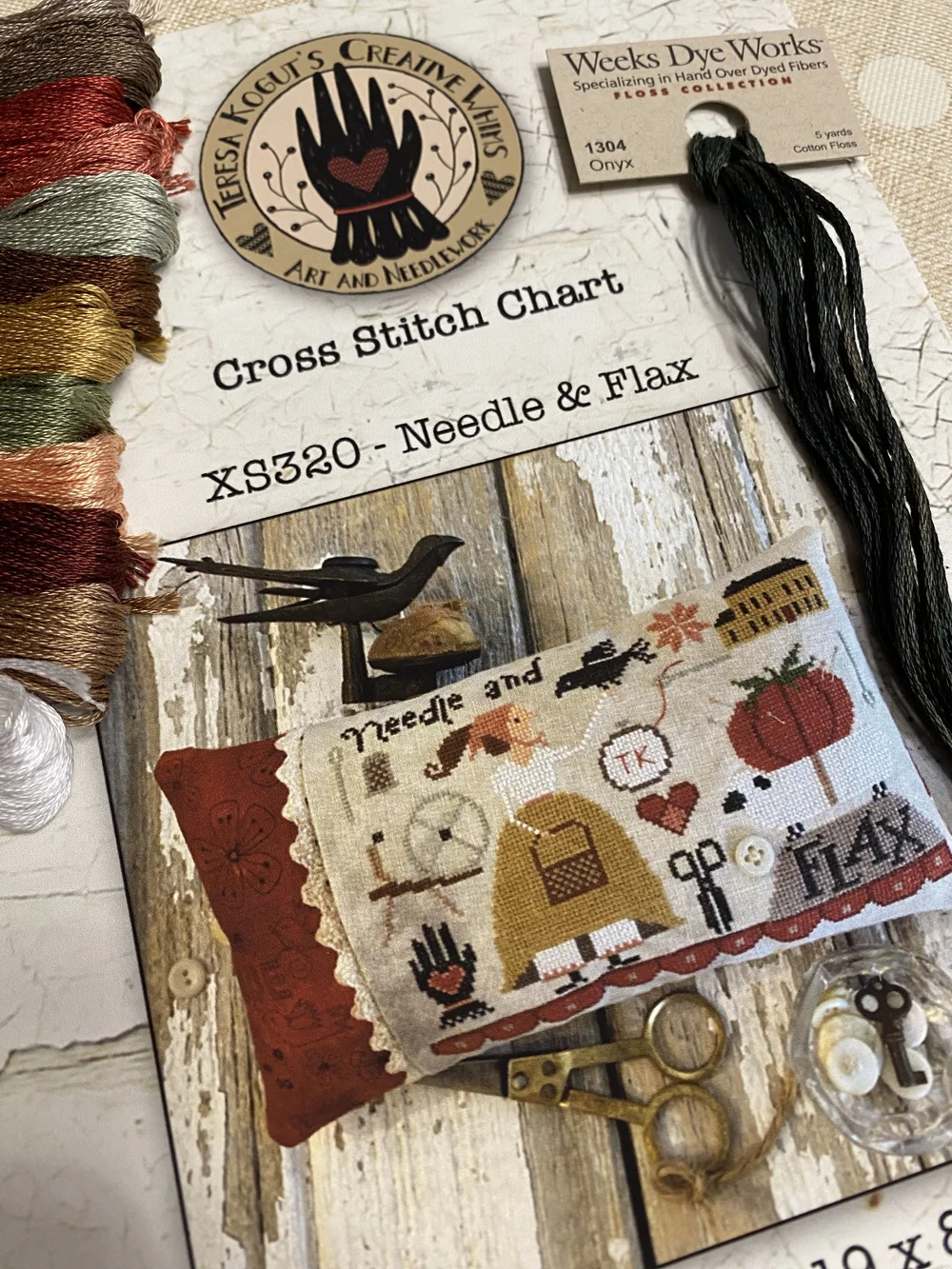 Kit - Needle & Flax (Pattern and floss), by Teresa Kogut
