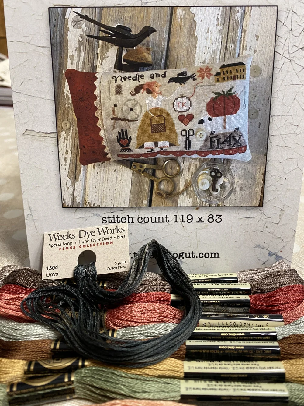 Kit - Needle & Flax (Pattern and floss), by Teresa Kogut
