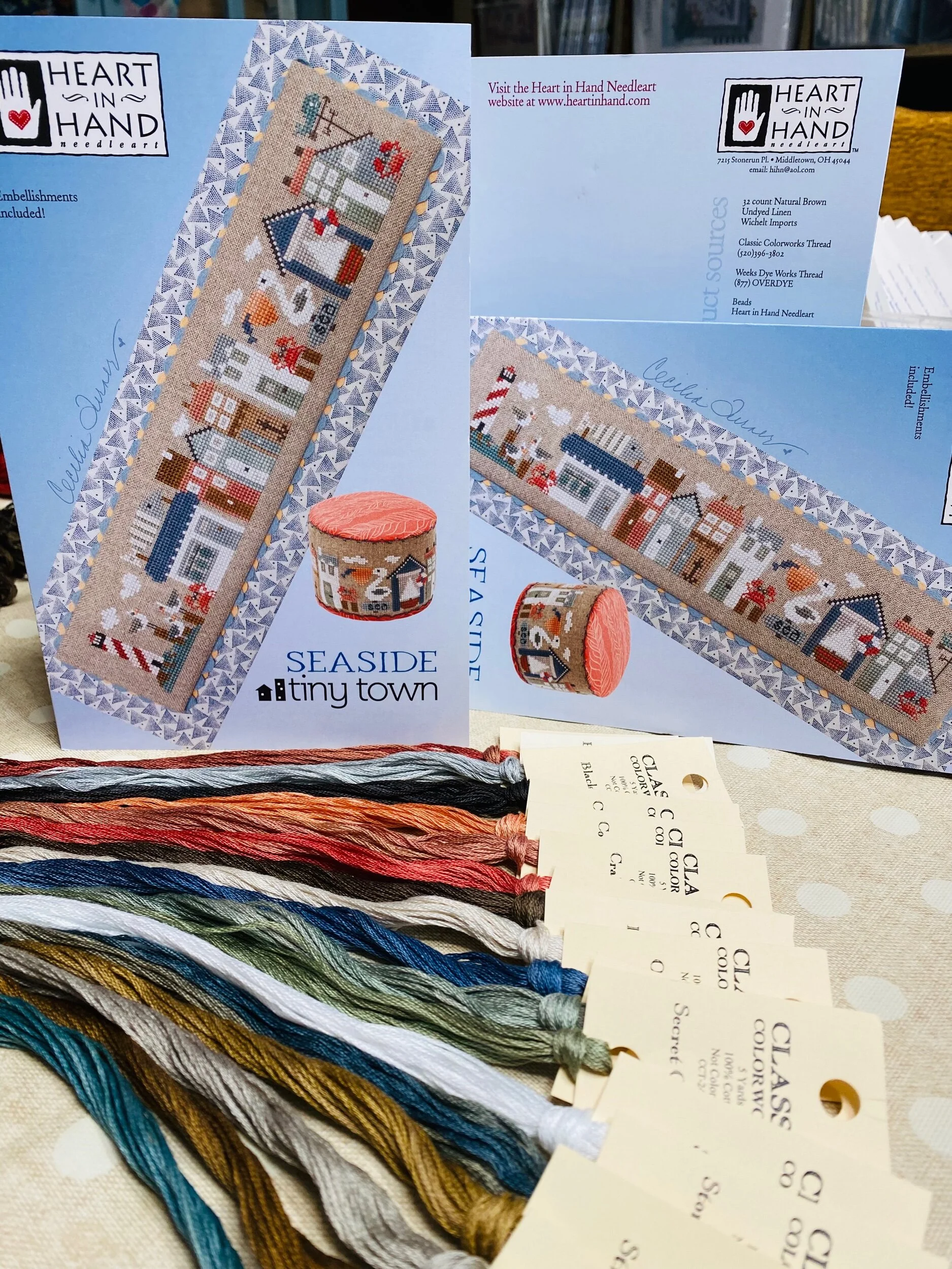 Kit - Seaside Tiny Town (Pattern and floss), by Heart in Hand (Frill also available)