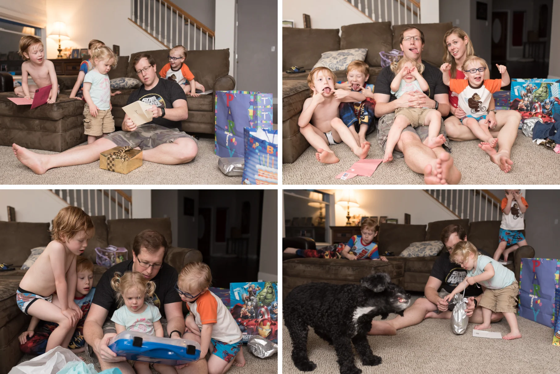 Presents with the help of Dad and brothers.