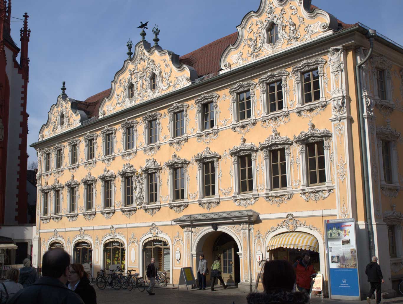 Rococo facade of the Falkenhaus in the market square, home to the Tourist Information Office