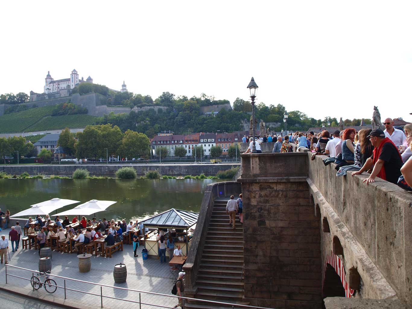 Enjoy a glass of wine and the amazing view from the bridge