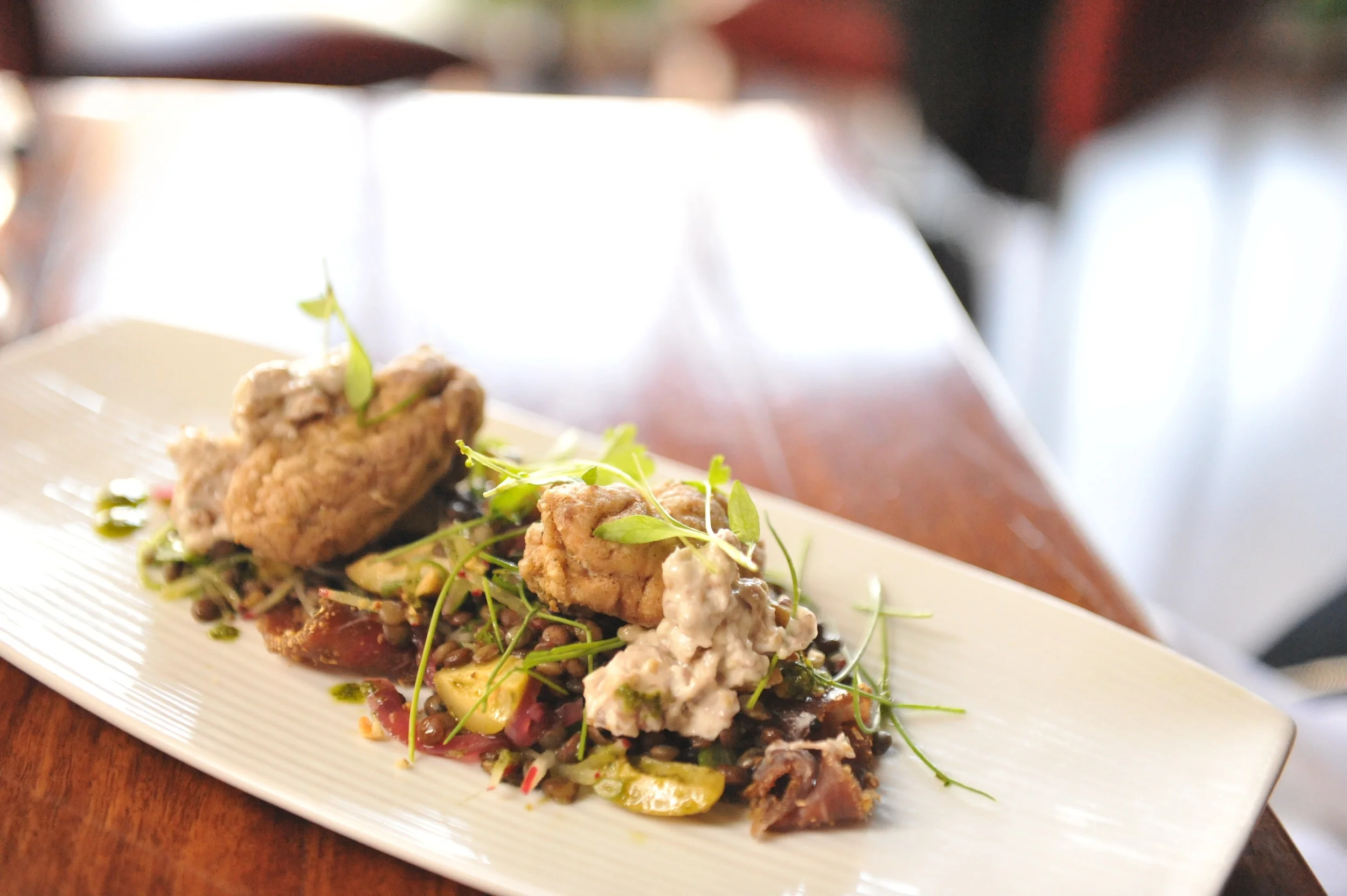 The lamb brains with lamb bresaola