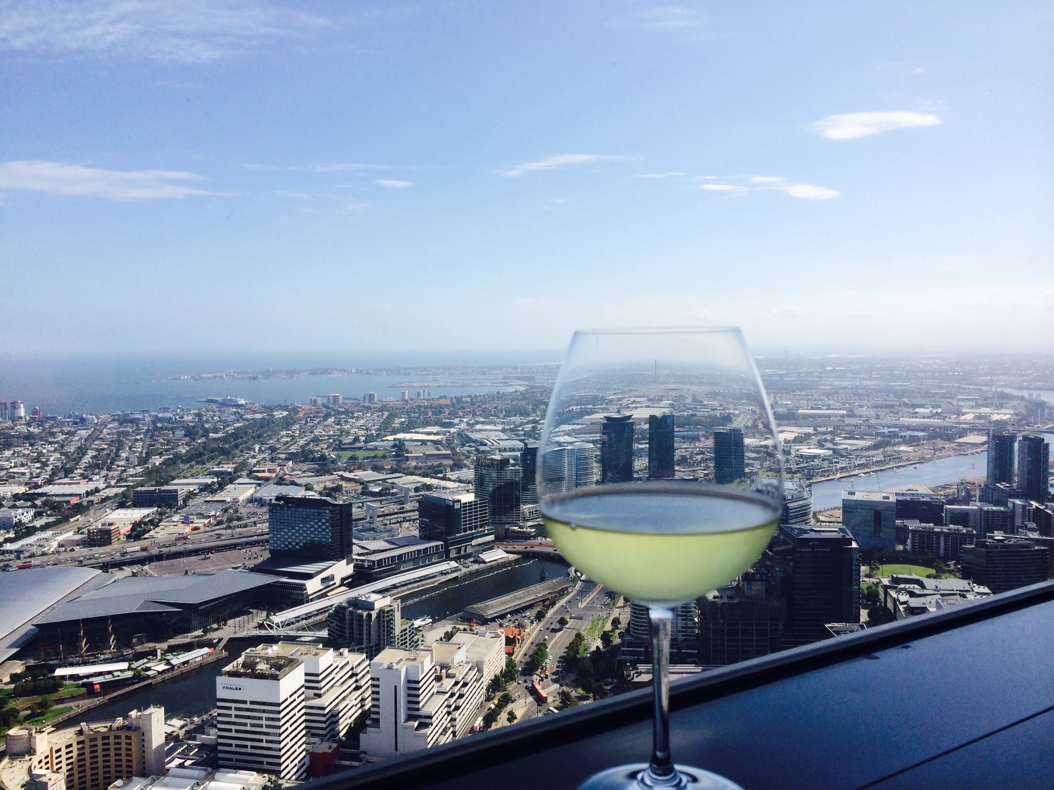 Enjoying a glass of wine at the Lui Bar