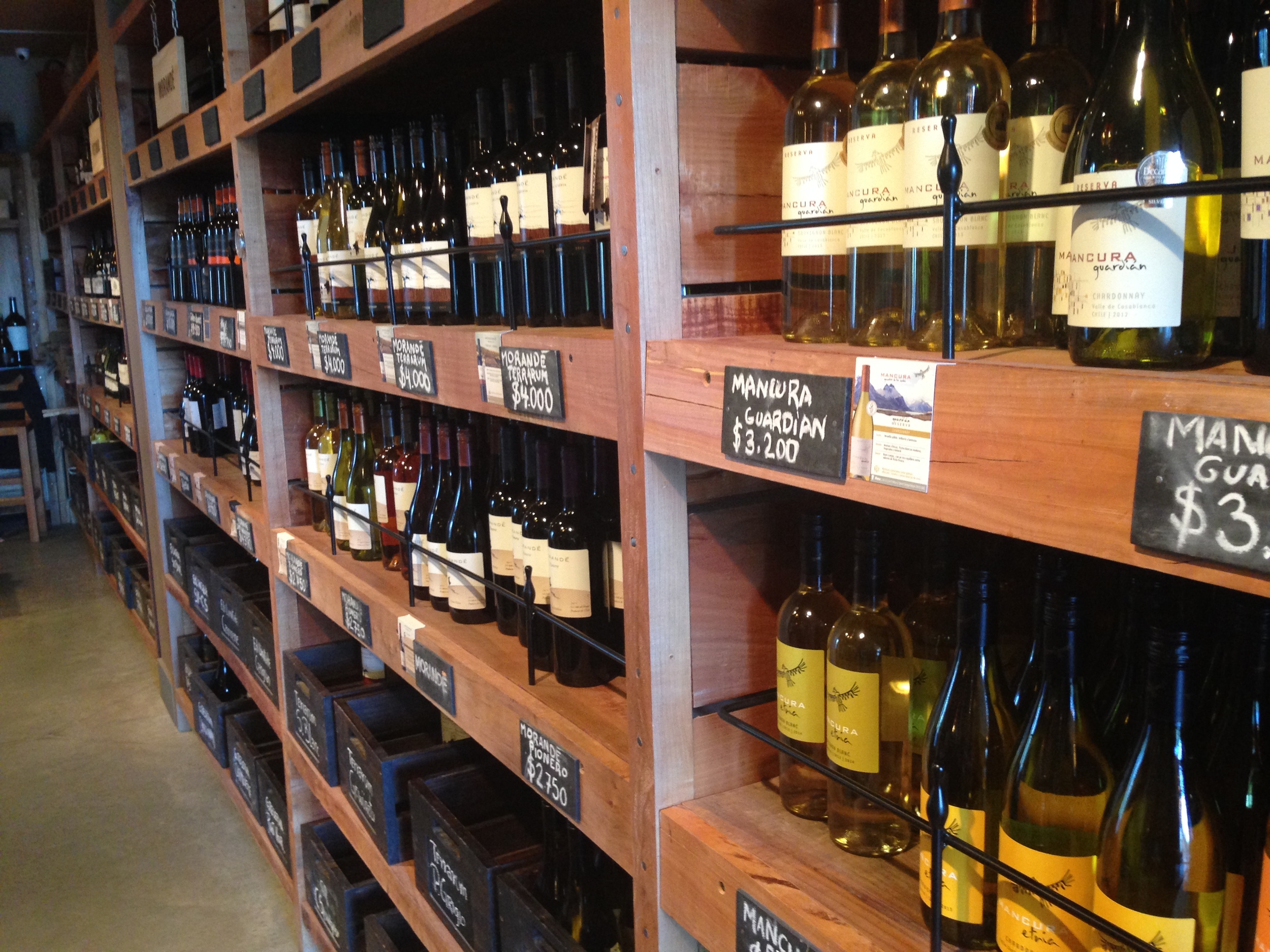 Wine selection at House, Casa Del Vino, prices in the Chilean Peso. Credit Gabe Manzo