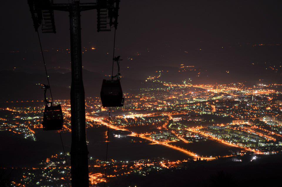 A view of the city from the ski lifts