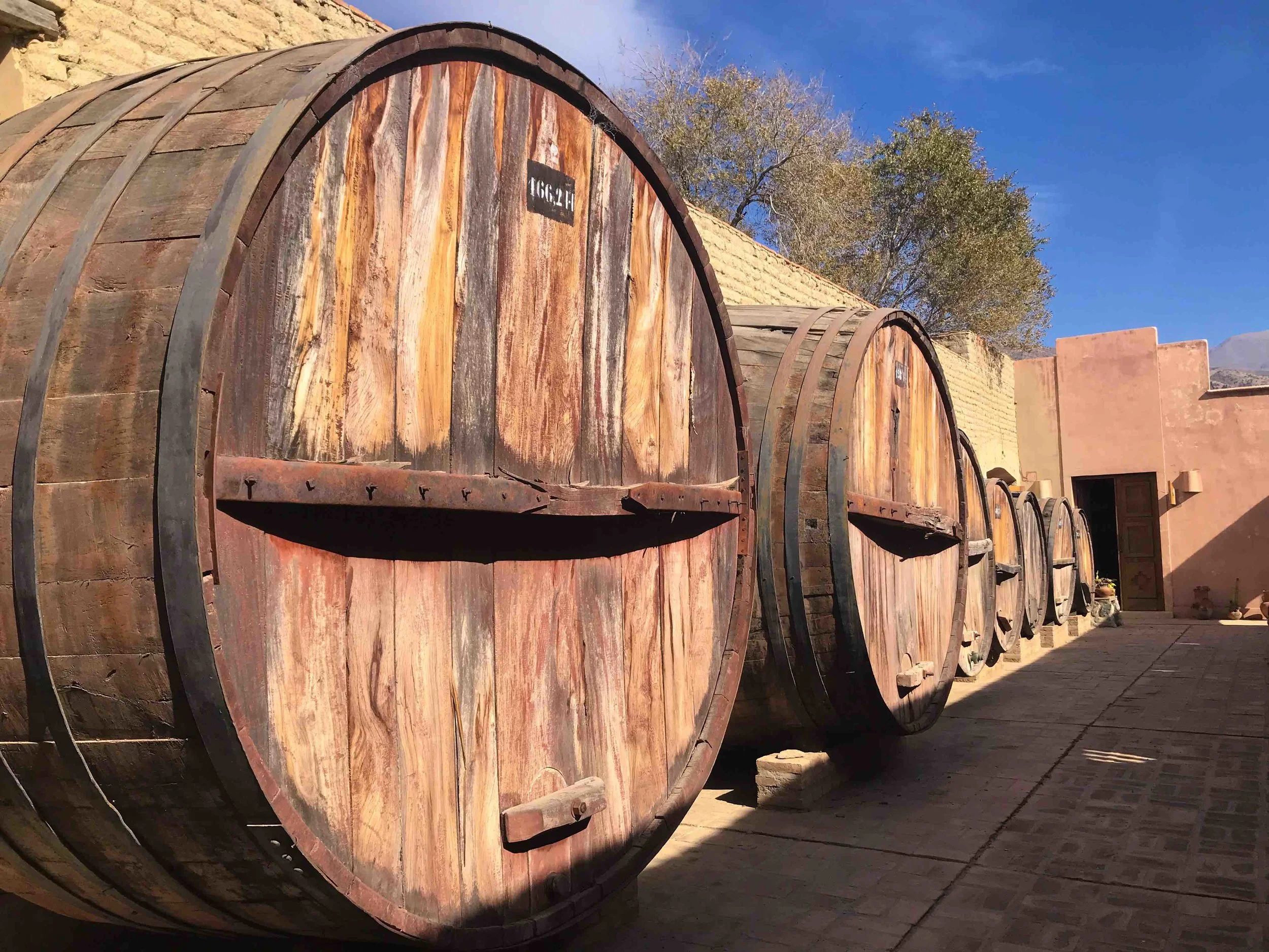 El Porvenir Colonial Wine Barrels in Cafayate, Argentina.