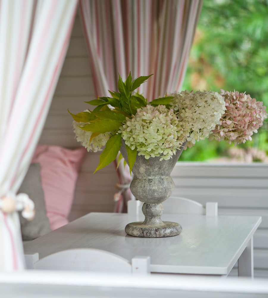 Pink and White Hydrangeas in a Vase