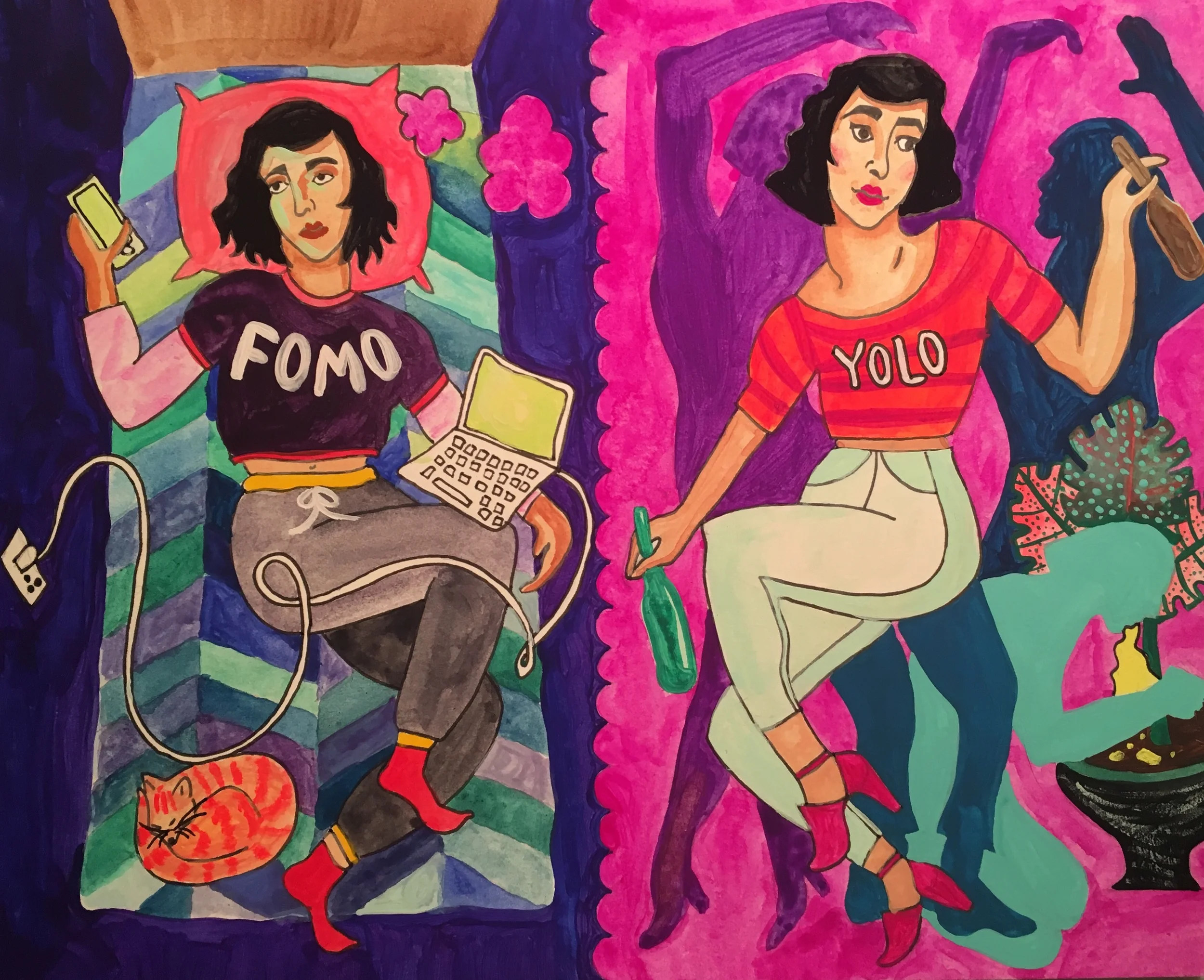 "Fomo" illustrated for Tigress magazine. 2016