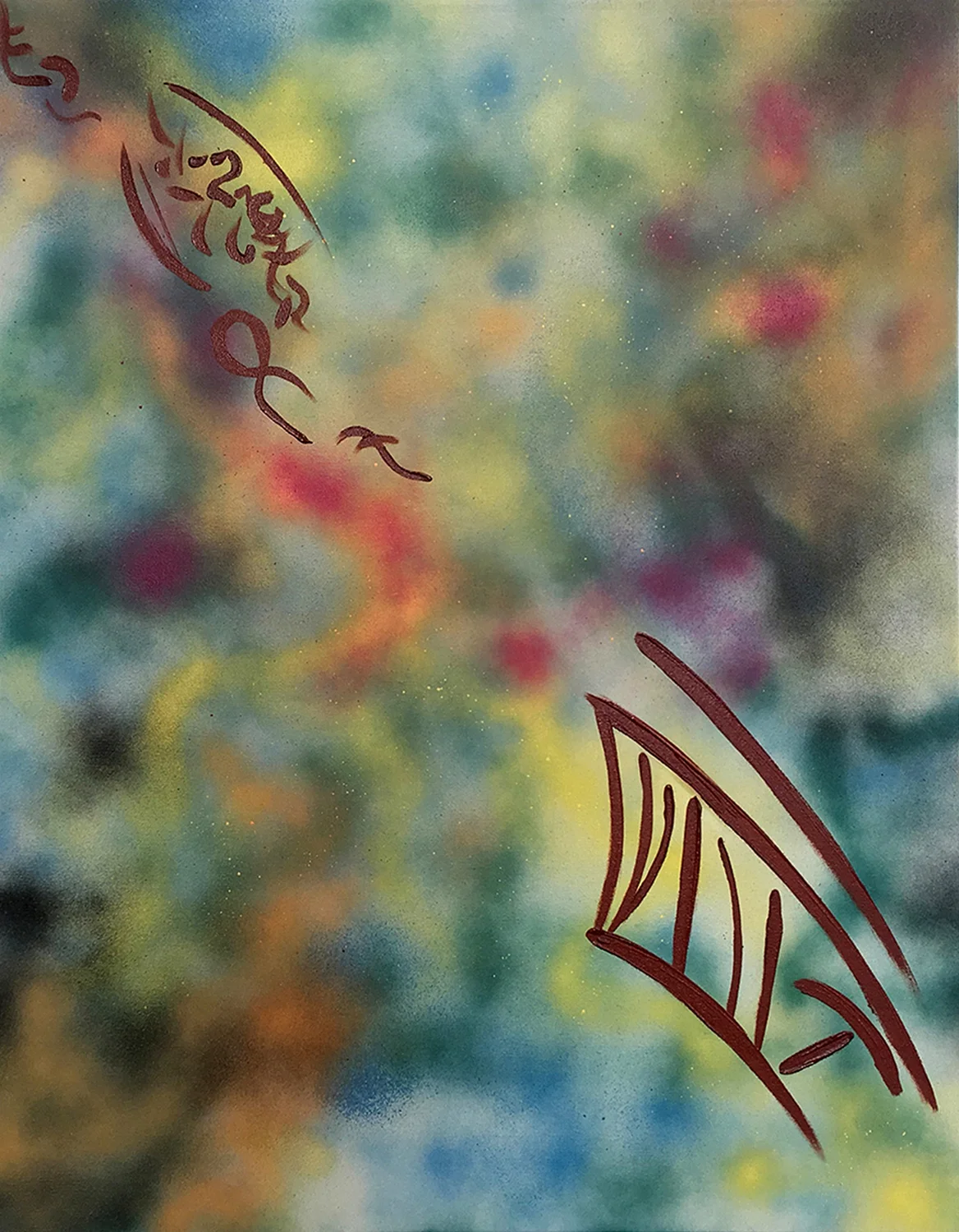 Into The Ether | aerosol and oil on canvas 28" x 22"