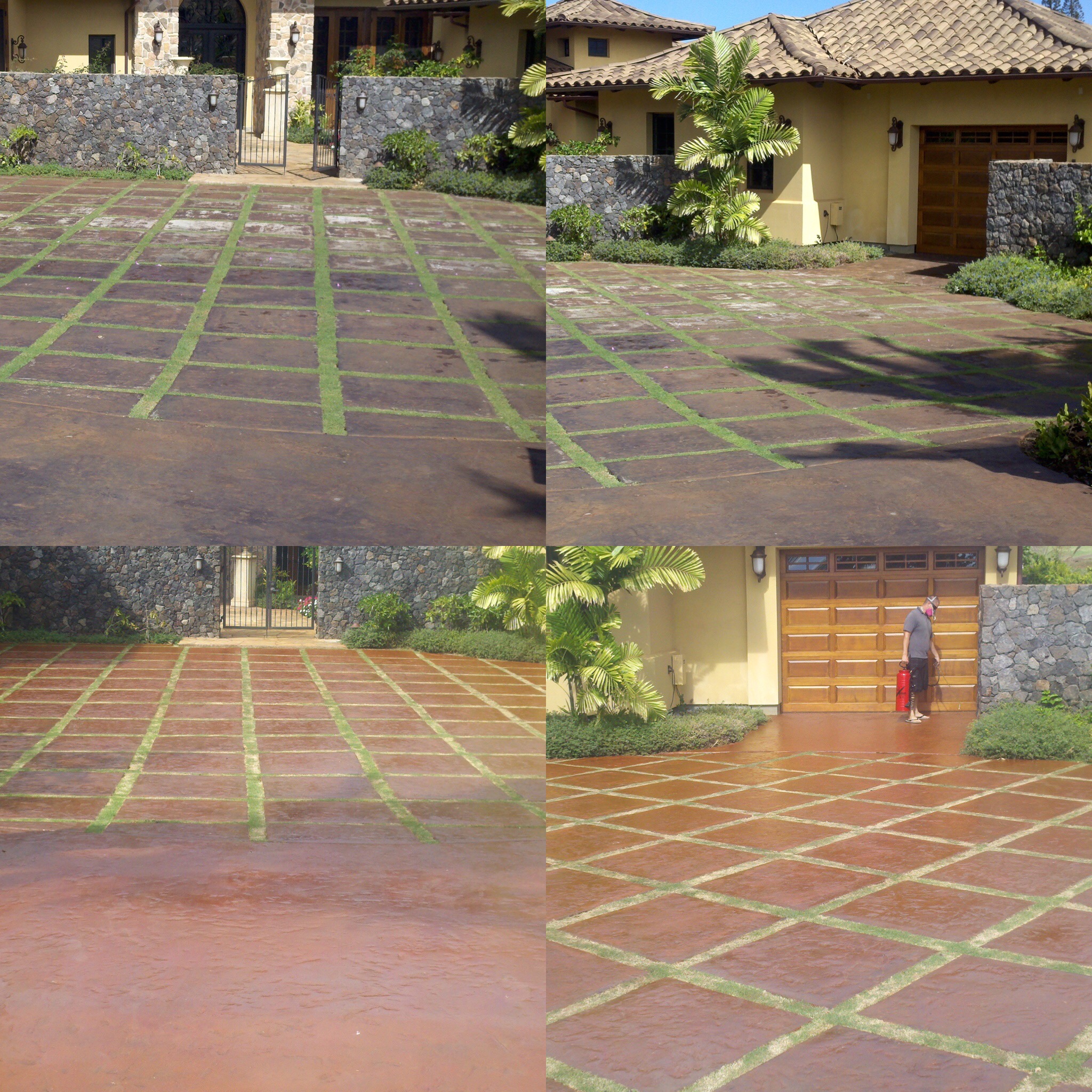 Concrete Driveway in Lanikeha kaanapali Stain & Seal Before & after