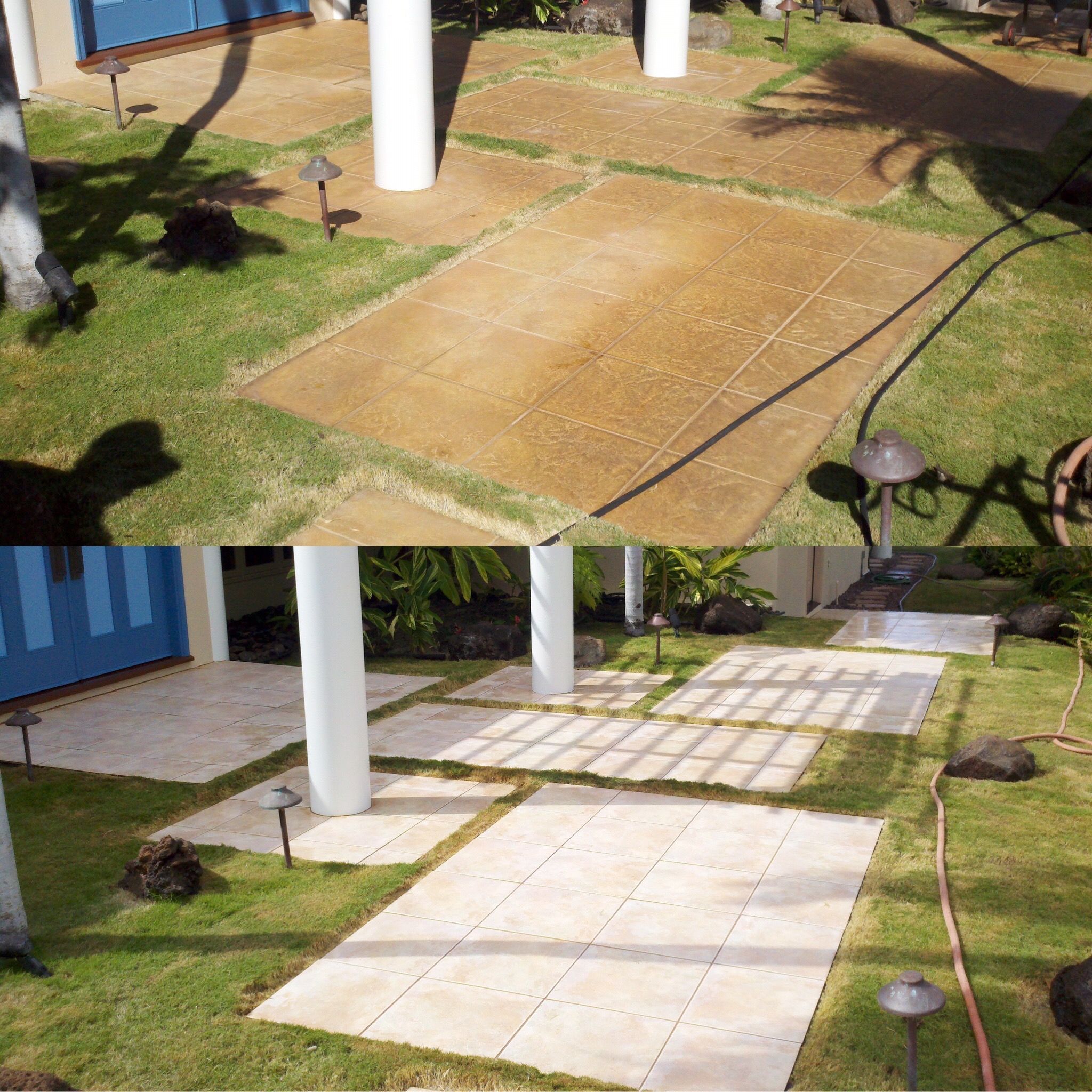 ceramic tile entry in wailea golf estates before & after
