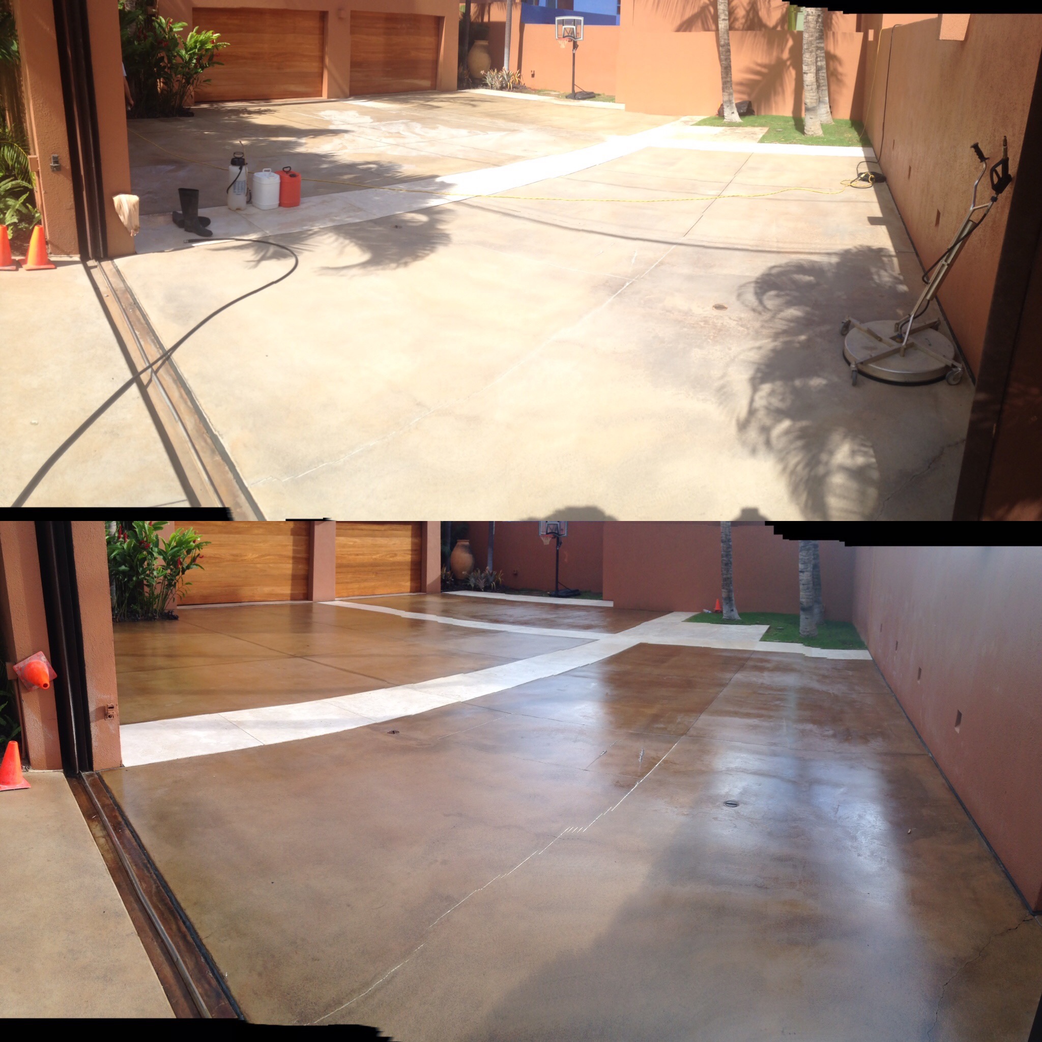 concrete driveway before & after