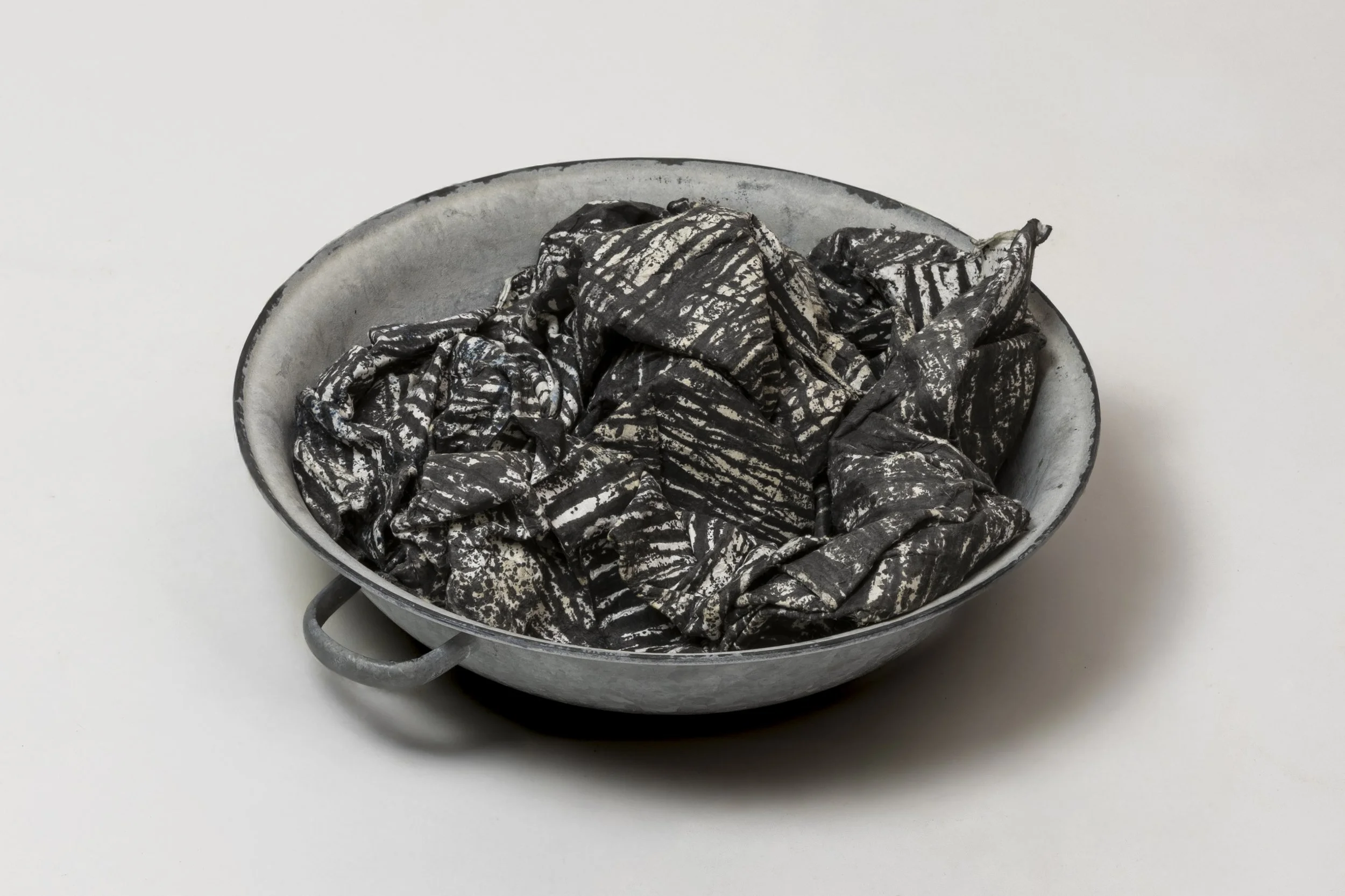  What Remains 13, 2025 vintage galvanized metal washtub, India ink, blotter paper 