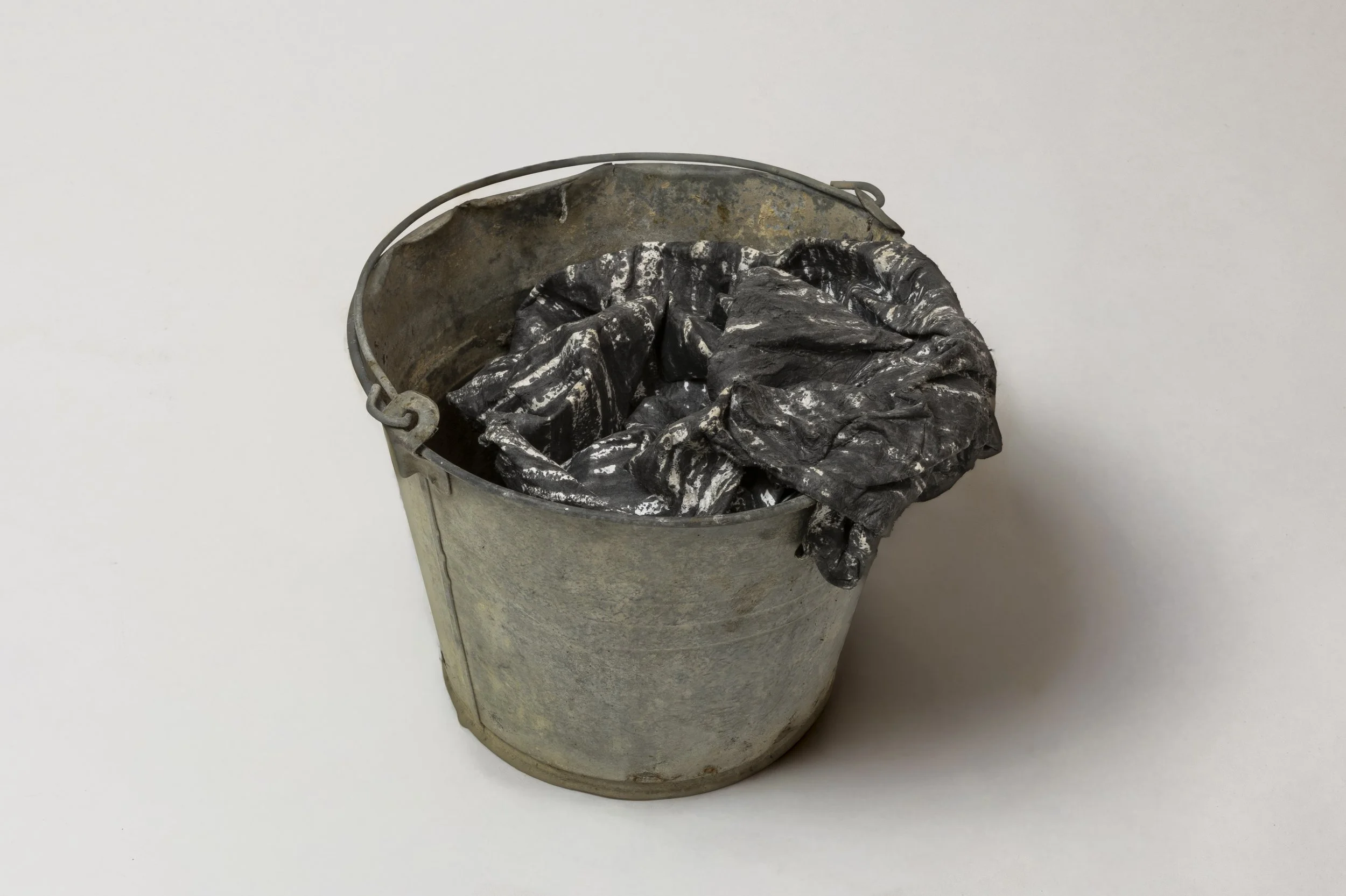  What Remains 16, 2025 vintage galvanized metal washtub, India ink, blotter paper 