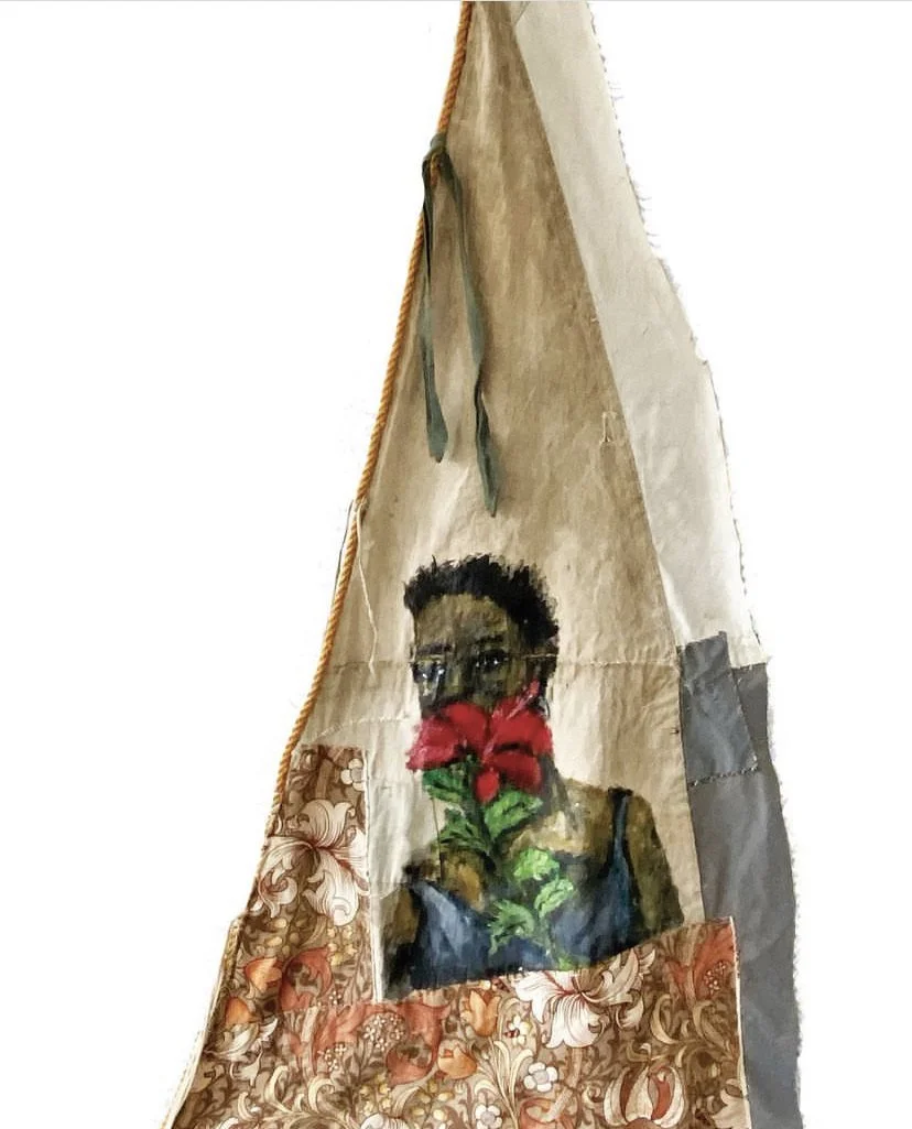  Self Portrait, 2023 | Acrylics on repurposed sail 205 x 100 cm   