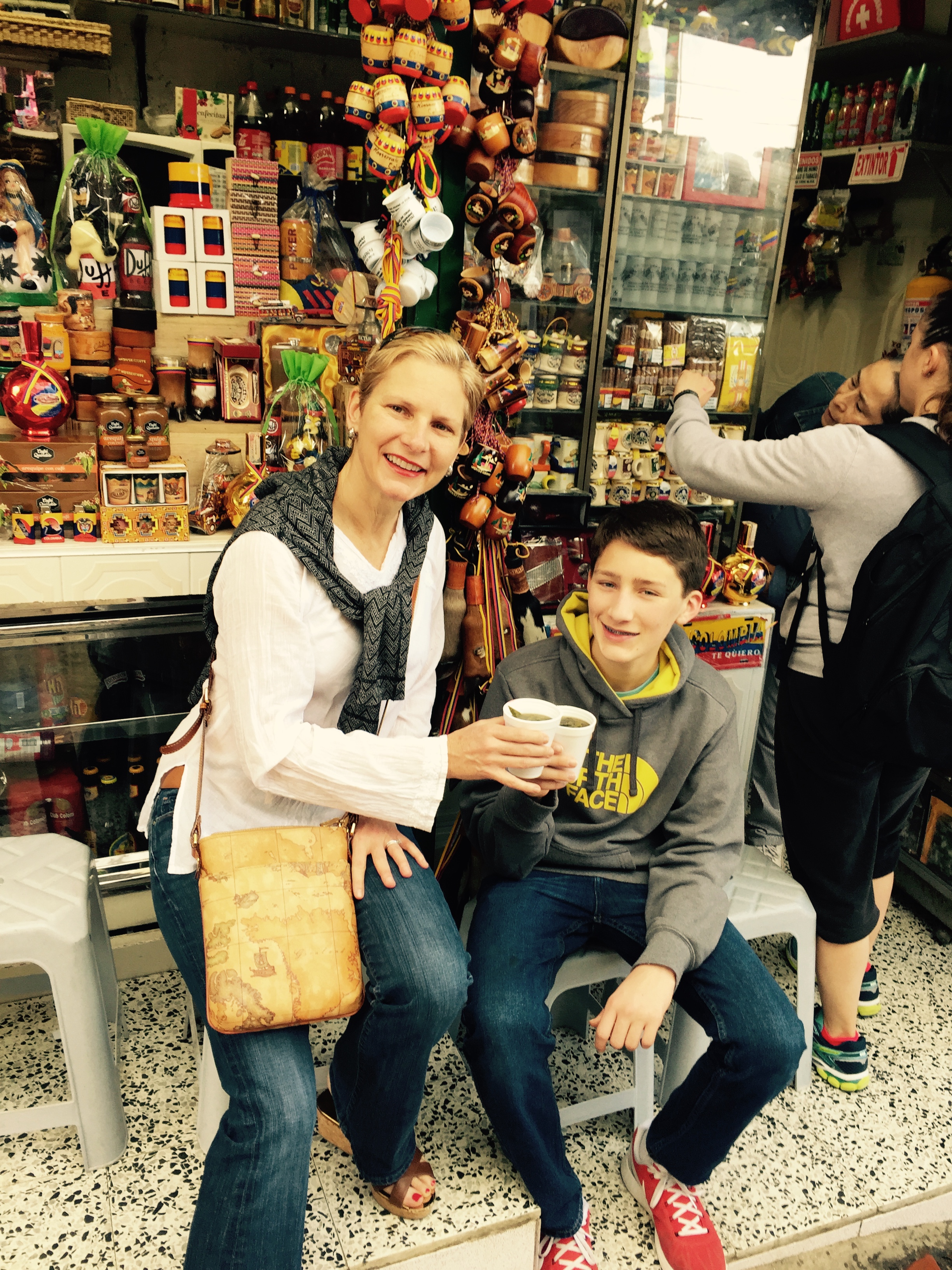 Drinking Mate at a Market in Bogota, Colombia
