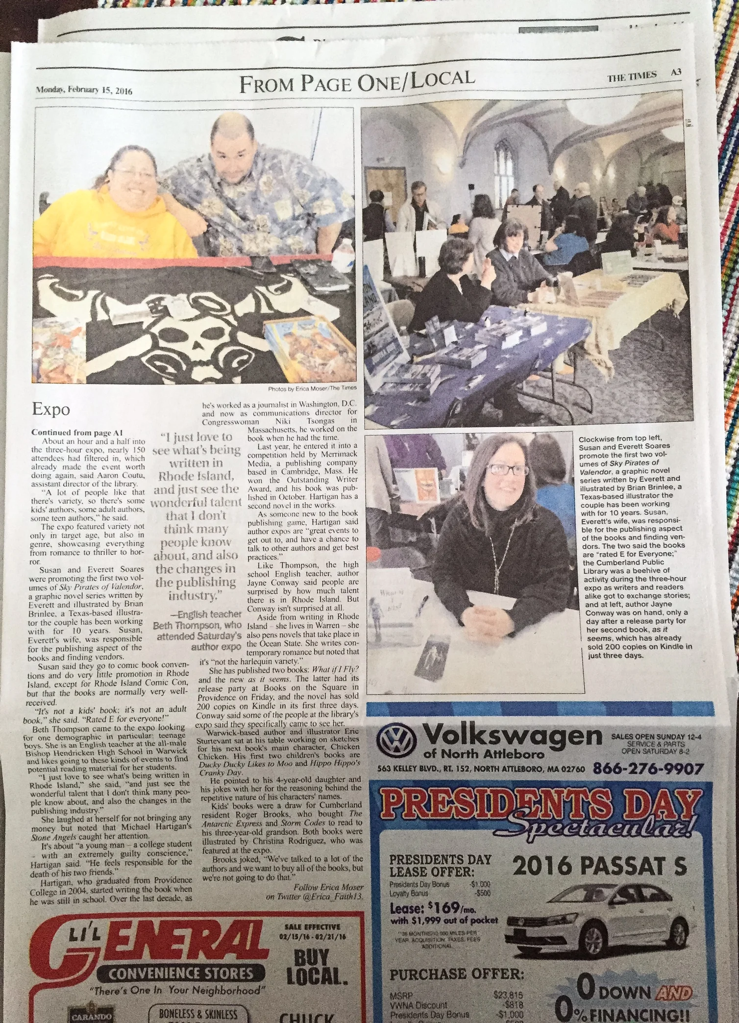 As seen in the Pawtucket Times February 15, 2016 Click Here