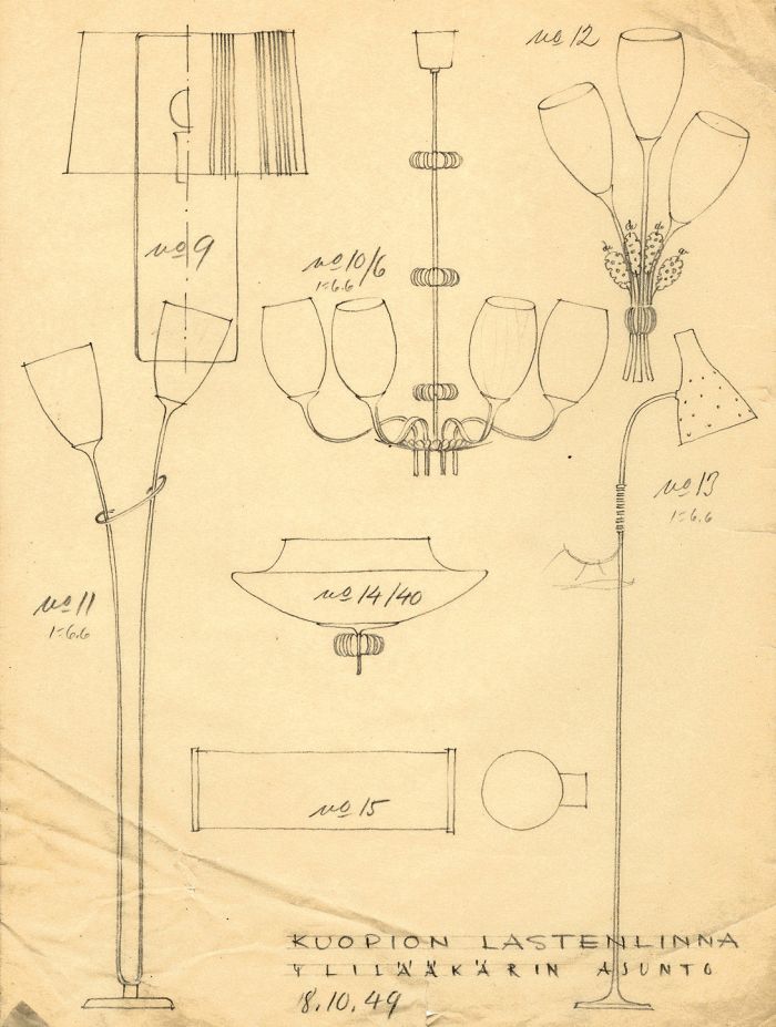 Sketch for the Kuopio Children´s Hospital, Senior Phycisian´s Apartment, 1949.