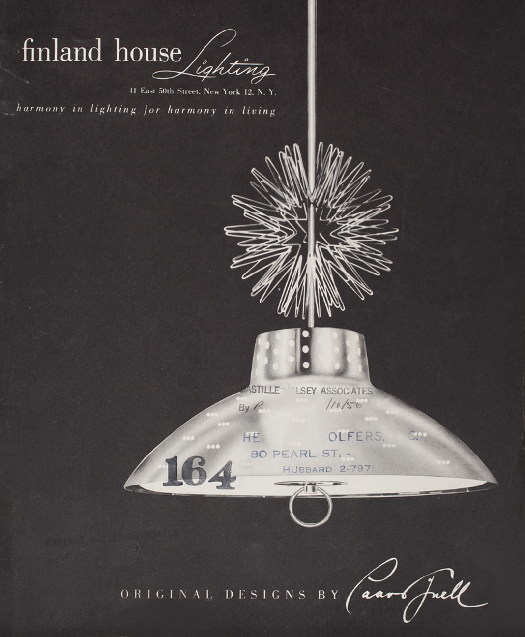 The Finland House catalog cover, late 1940s, featuring ceiling lamp model nr.9081.