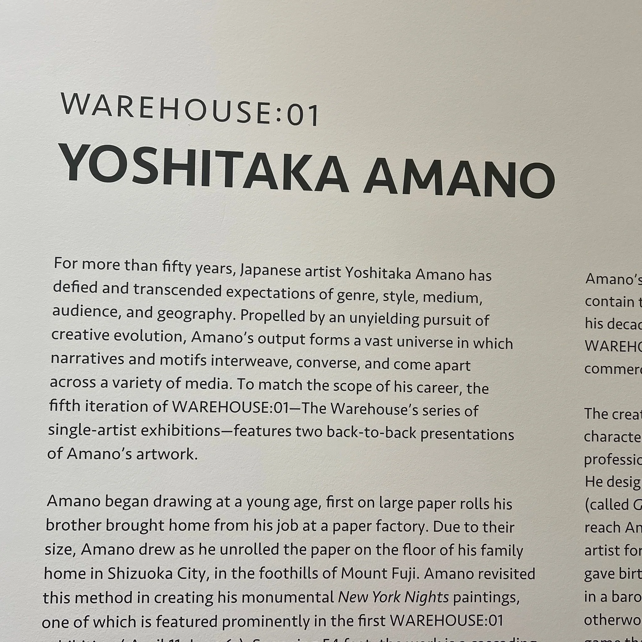 YOSHITAKA AMANO at THE WAREHOUSE in Dallas. His art is HUGE, beautiful and overwhelming.