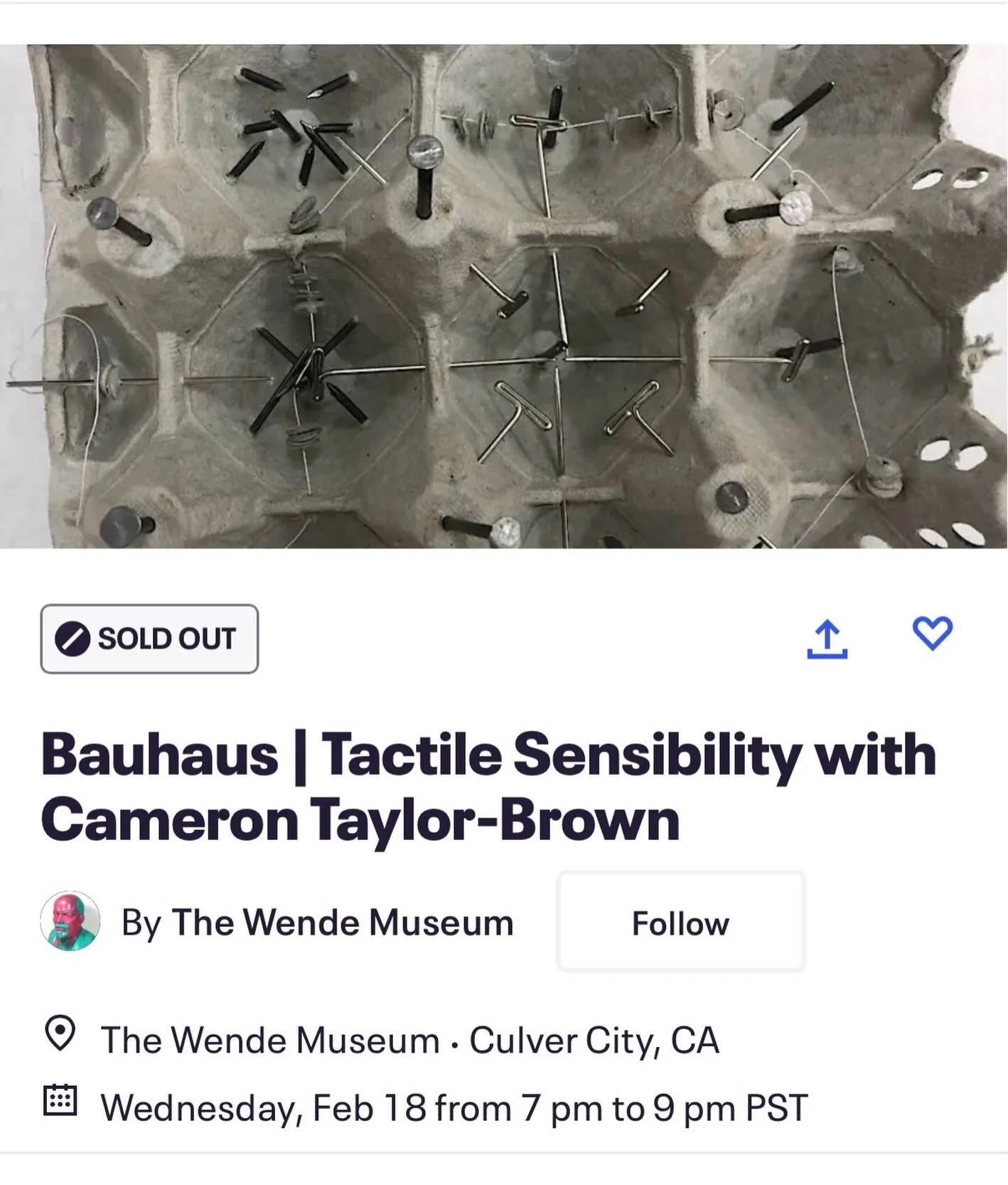 My upcoming workshop at the @wendemuseum is sold out! I&rsquo;m honored to be a part of this series inspired by the teachings of the Bauhaus.  @albers_foundation #tactilesensibility #materiality #camerontaylorbrown #annialbers