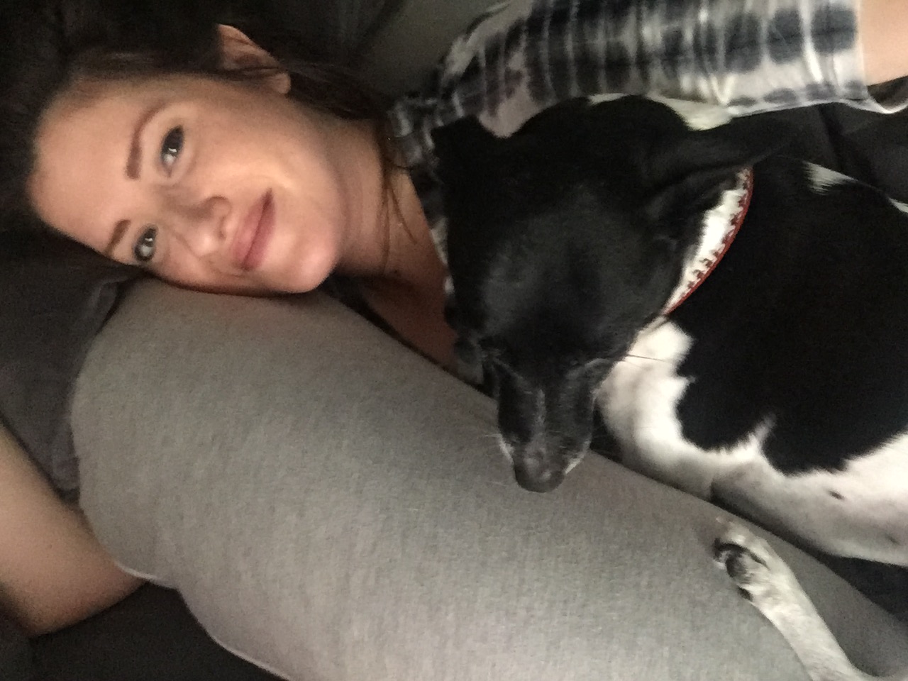 Blurry picture of me and Mia, but good grief she is precious. Just wants to hang out with momma ALL the time. She likes to lay on my preggo pillow with me and snuggle. I think everyone will be happy when the huge barrier is gone from our bed. 