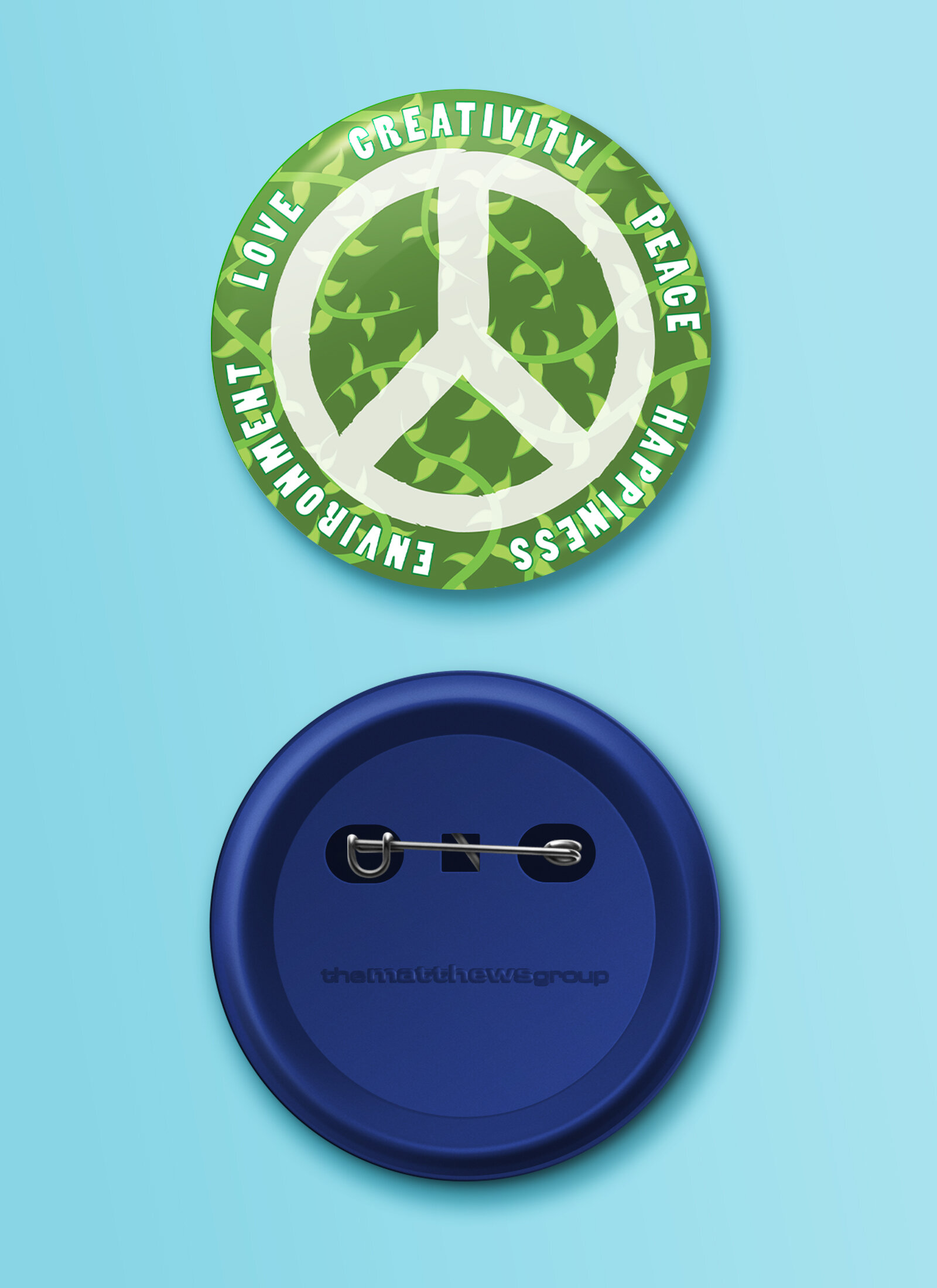 Green Peace Love Creativity Button