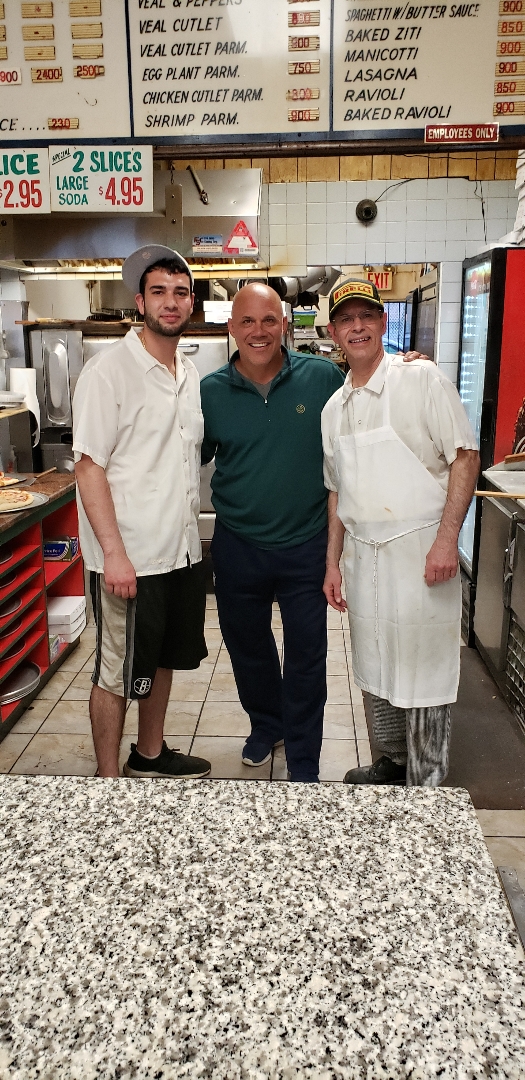  Jim Leyritz, former New York Yankees player (won 2 world series championships; 1996 &amp; 1999) visits the pizzeria. 