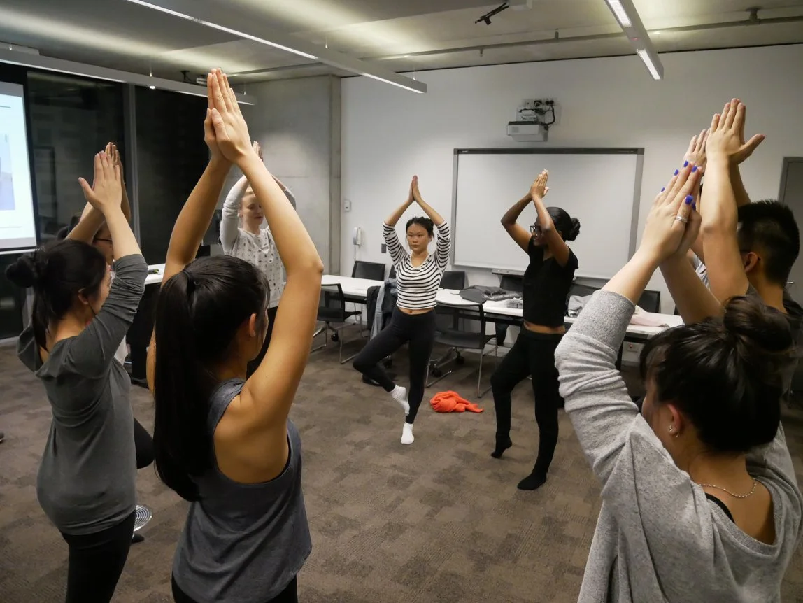 Tree pose with business students at UTS.