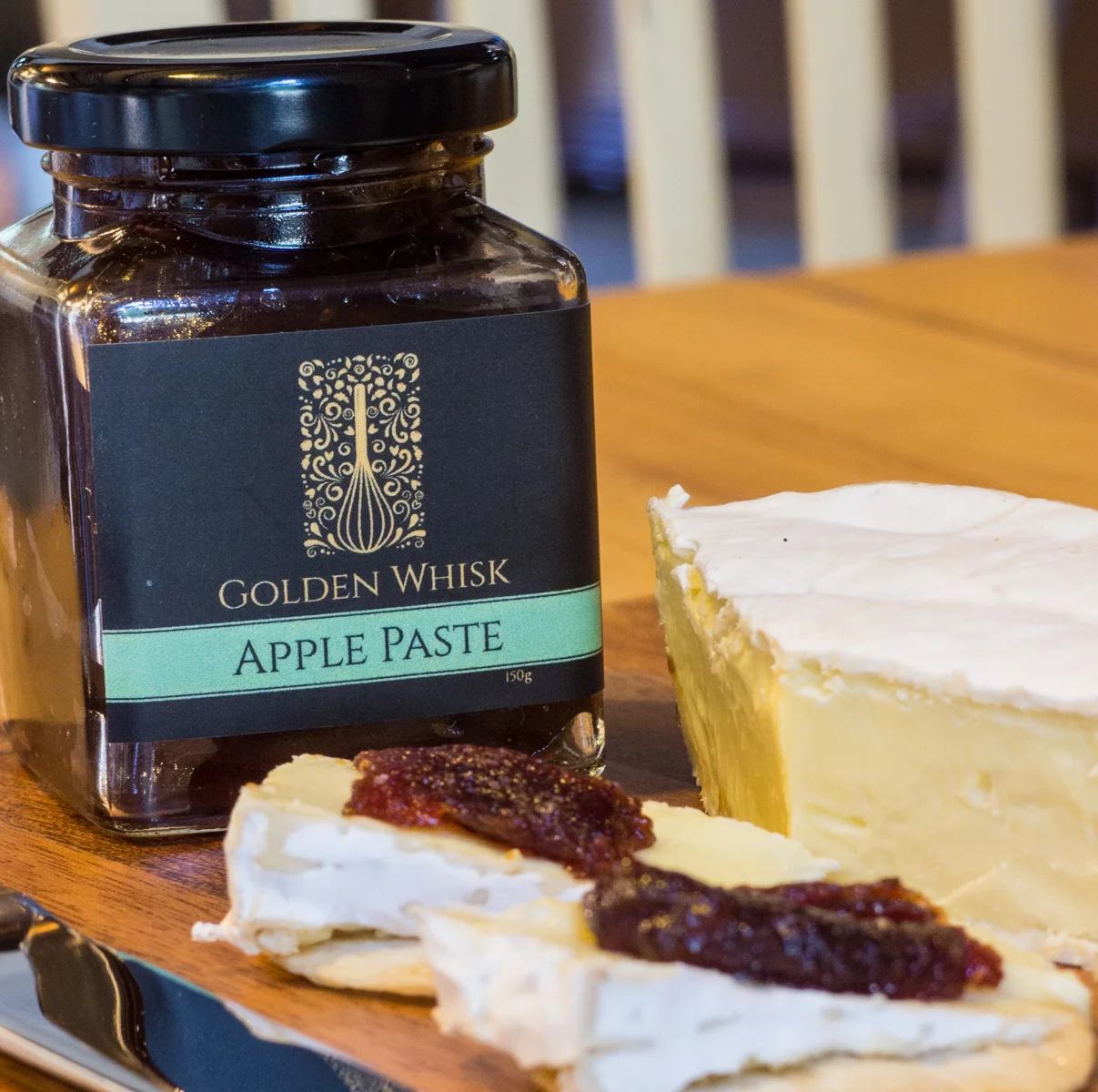 Apple Paste by Golden Whisk, pictured with brie cheese