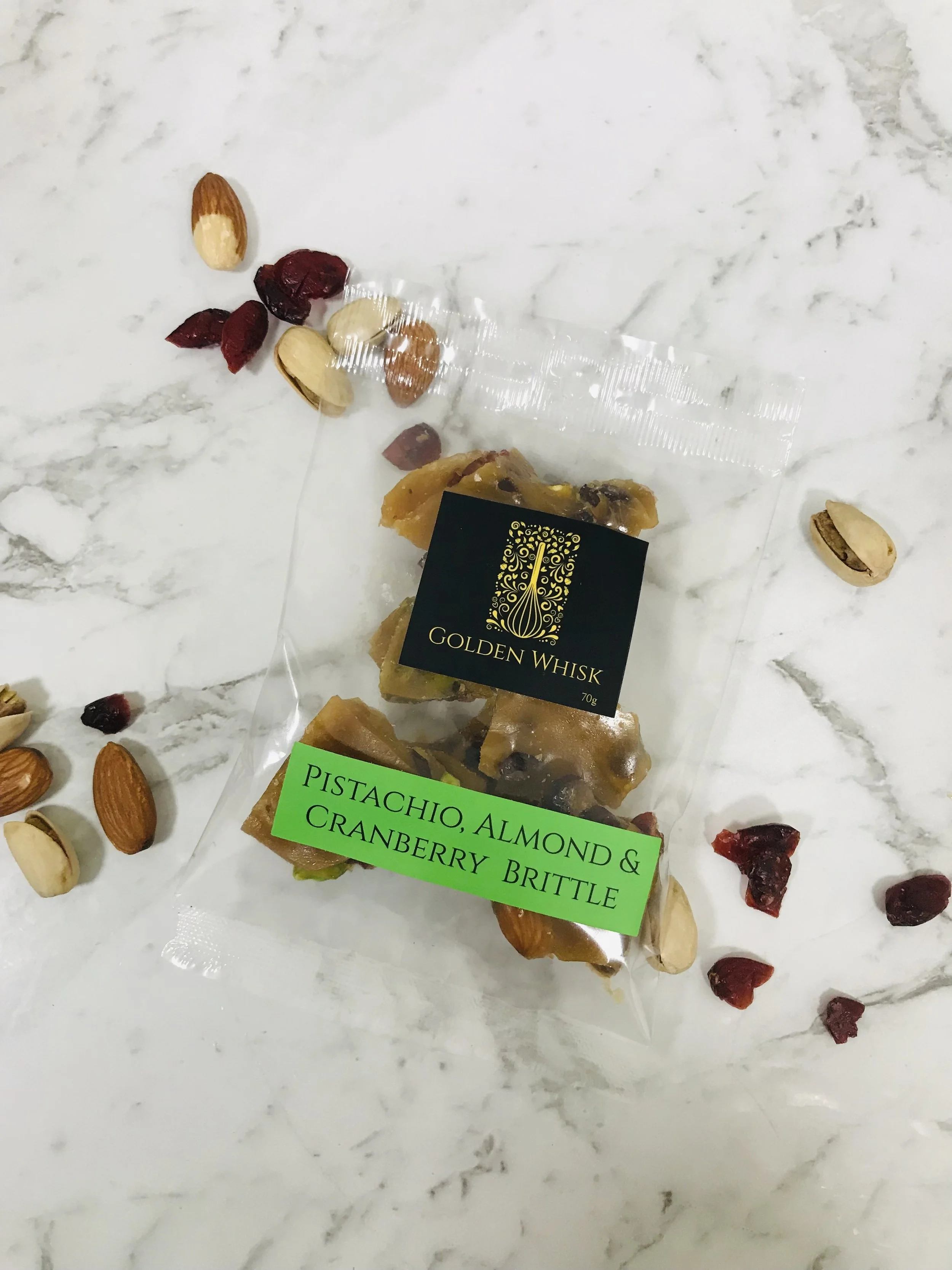 Pistachio Almond & Cranberry Brittle, Snack Size — Golden Whisk Gourmet