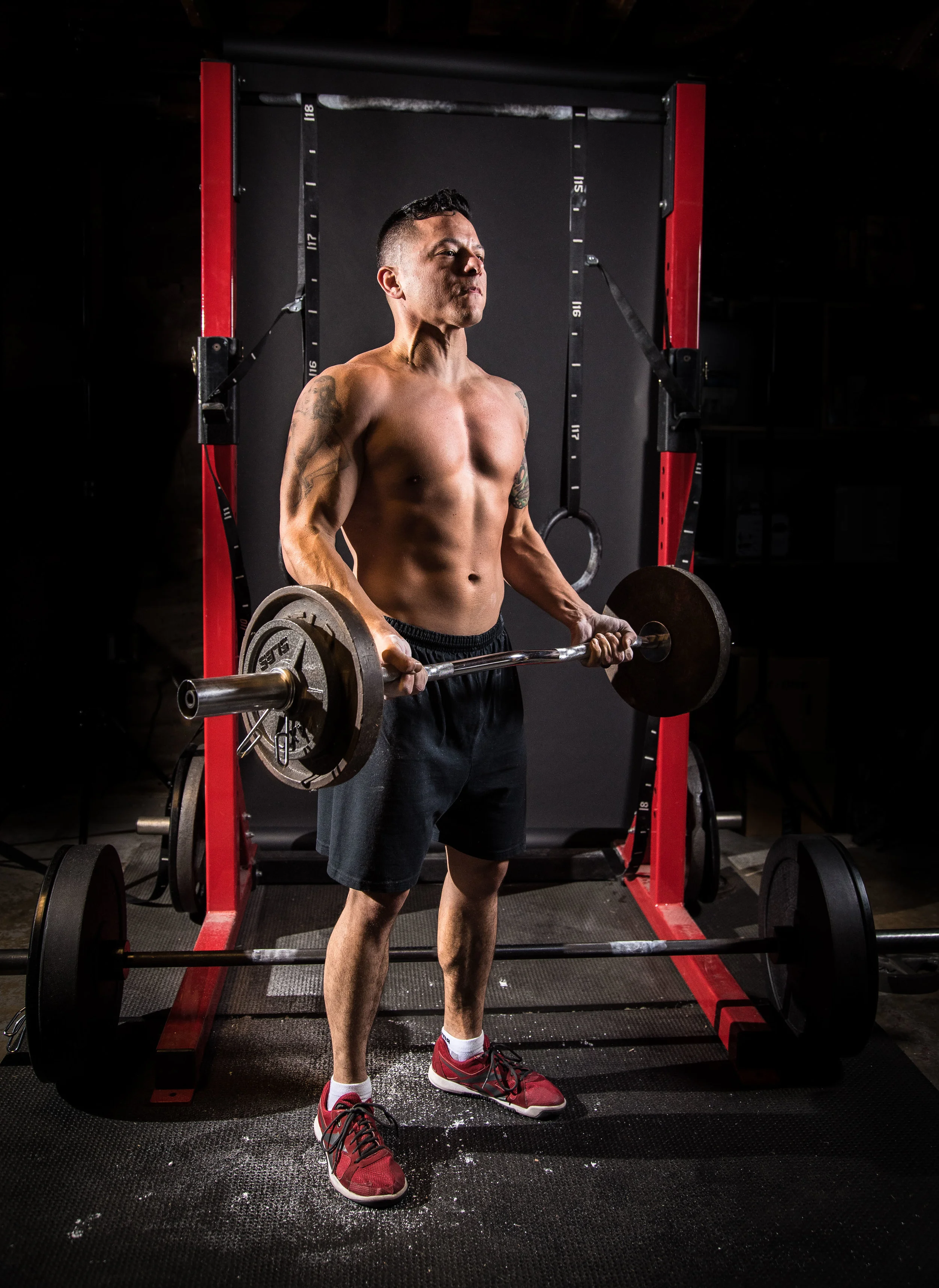 9. Fitness Portrait of Andre. The opportunity for a commercial fitness session presented itself, and I asked Andre to let me practice by photographing him. This was taken in his cluttered garage, but I managed to clean up the environment with a seam…