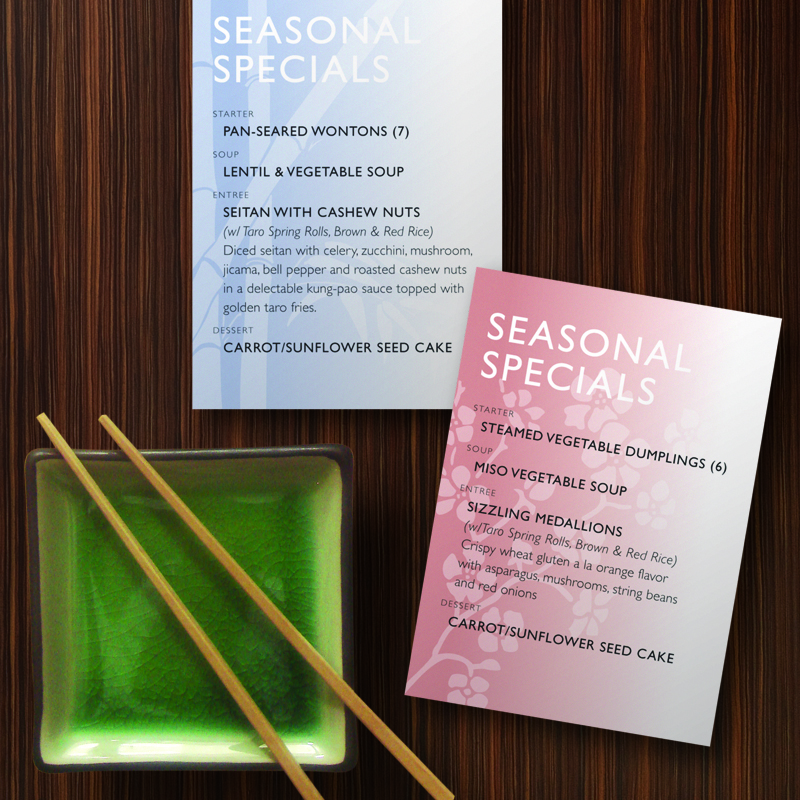 ZEN PALATE - SEASONAL SPECIALS MENUS / GRAPHICS