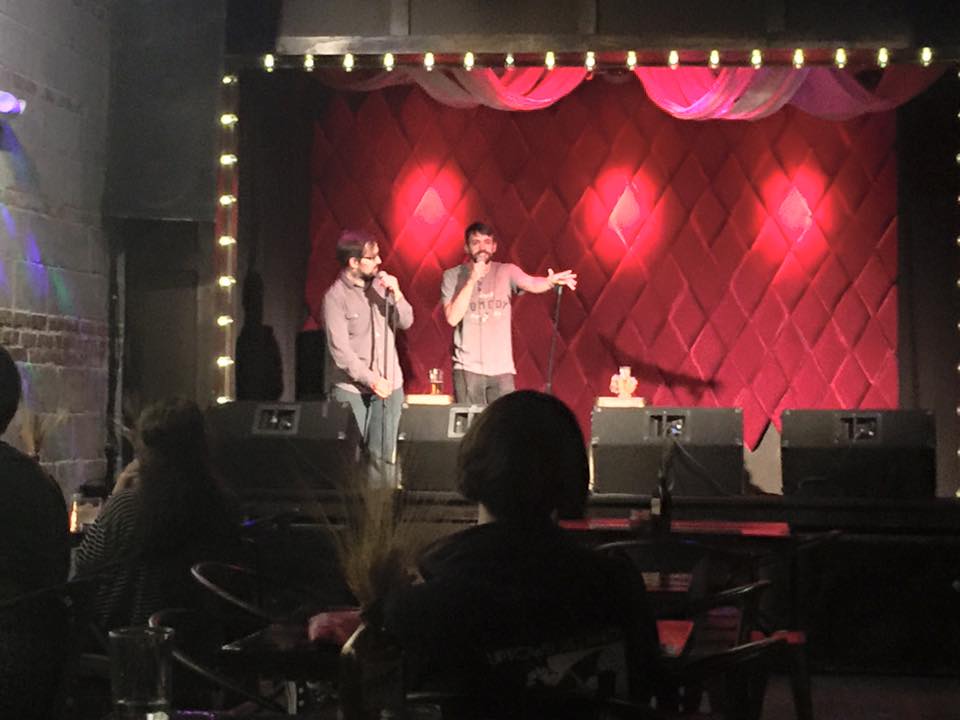 Brian (left) and Zach at Syntax Physic Opera. We're definitely not related.