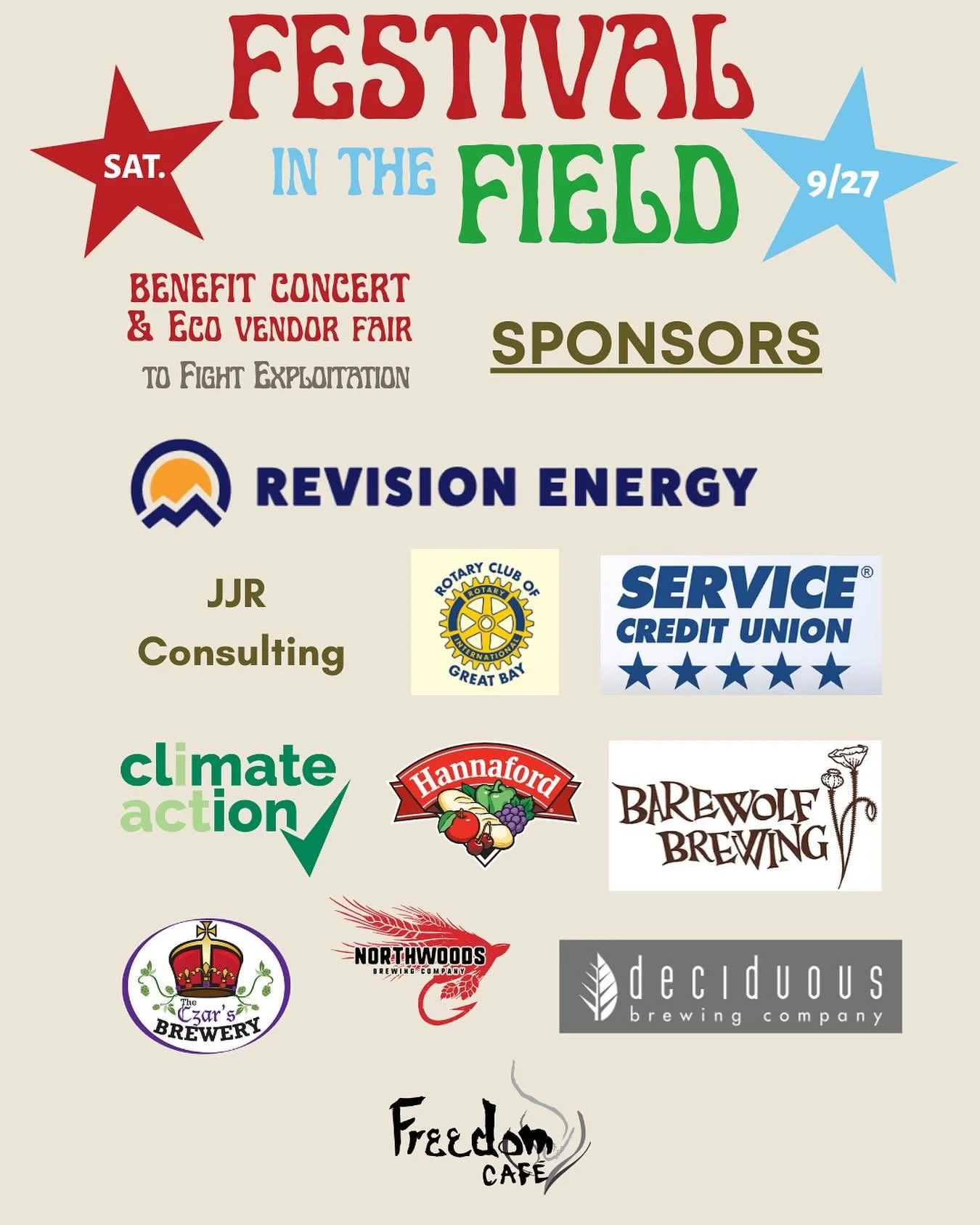 Grateful for our incredible Festival Sponsors! And for the generous support of @climateactionnh coordinating the eco-vendor fair!
@revisionsolar
@greatbayrotary
@servicecreditunion
@hannafordmkts #durhamnh
@barewolfbrewing
@czars_brewery
@nort