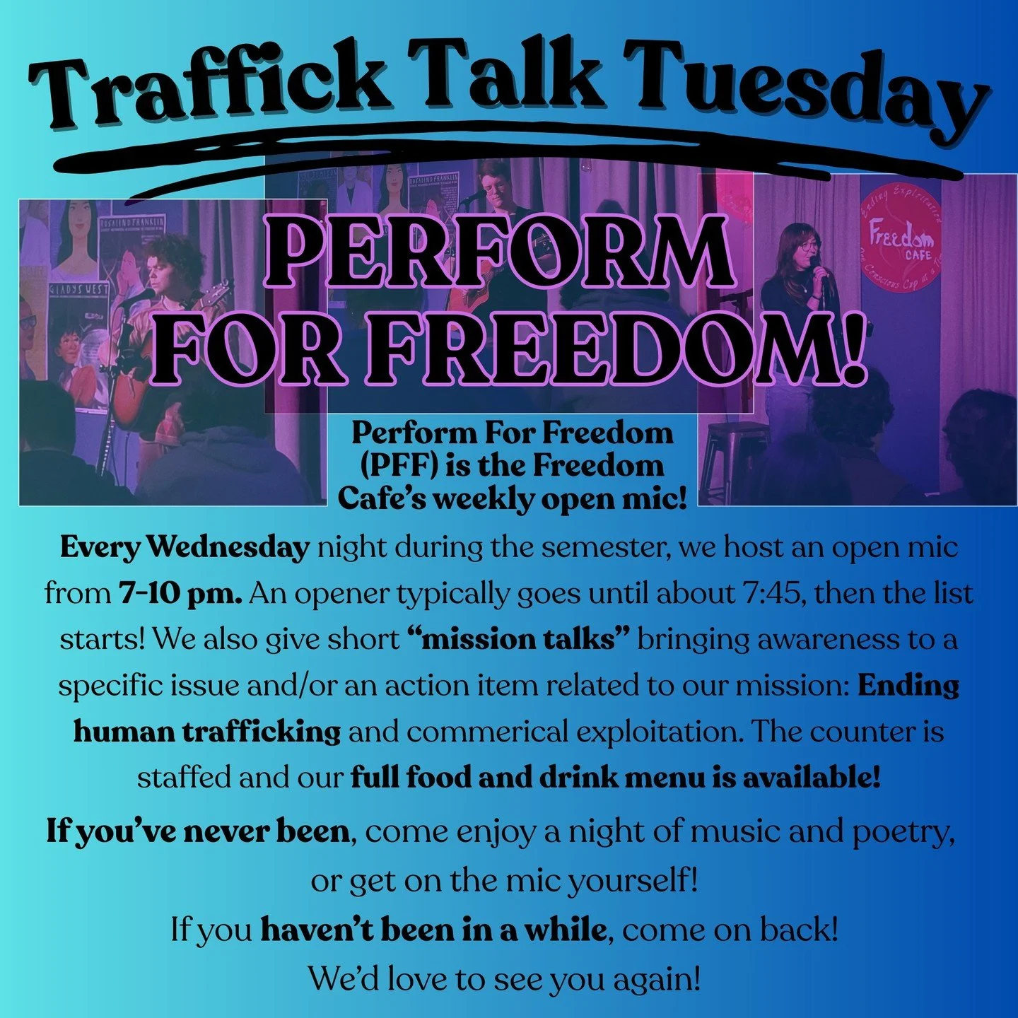 This Tuesday we wanted to highlight our weekly open mic! Tomorrow, @thankyou.everything will be opening and next week @supusfuo will be!