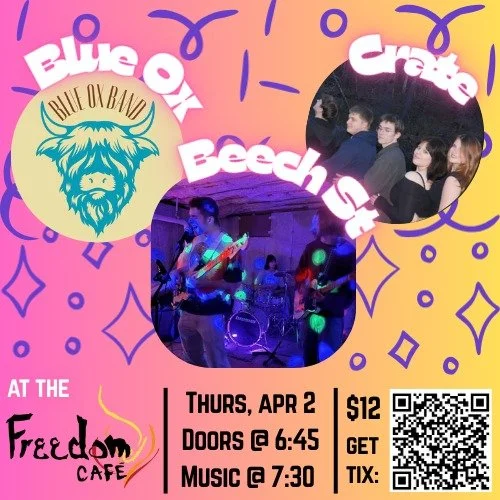 Excited to announce our NEXT SHOW! Join us on Thurs, April 2nd for an amazing lineup and our new late night favorites menu! Get your tickets before they sell out - in our link tree.