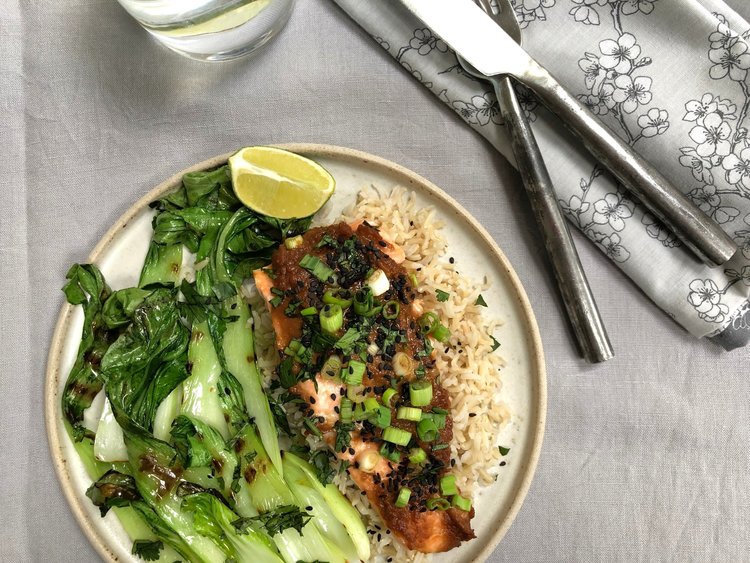 Scrumptious Miso Salmon with Pak Choi and Sesame