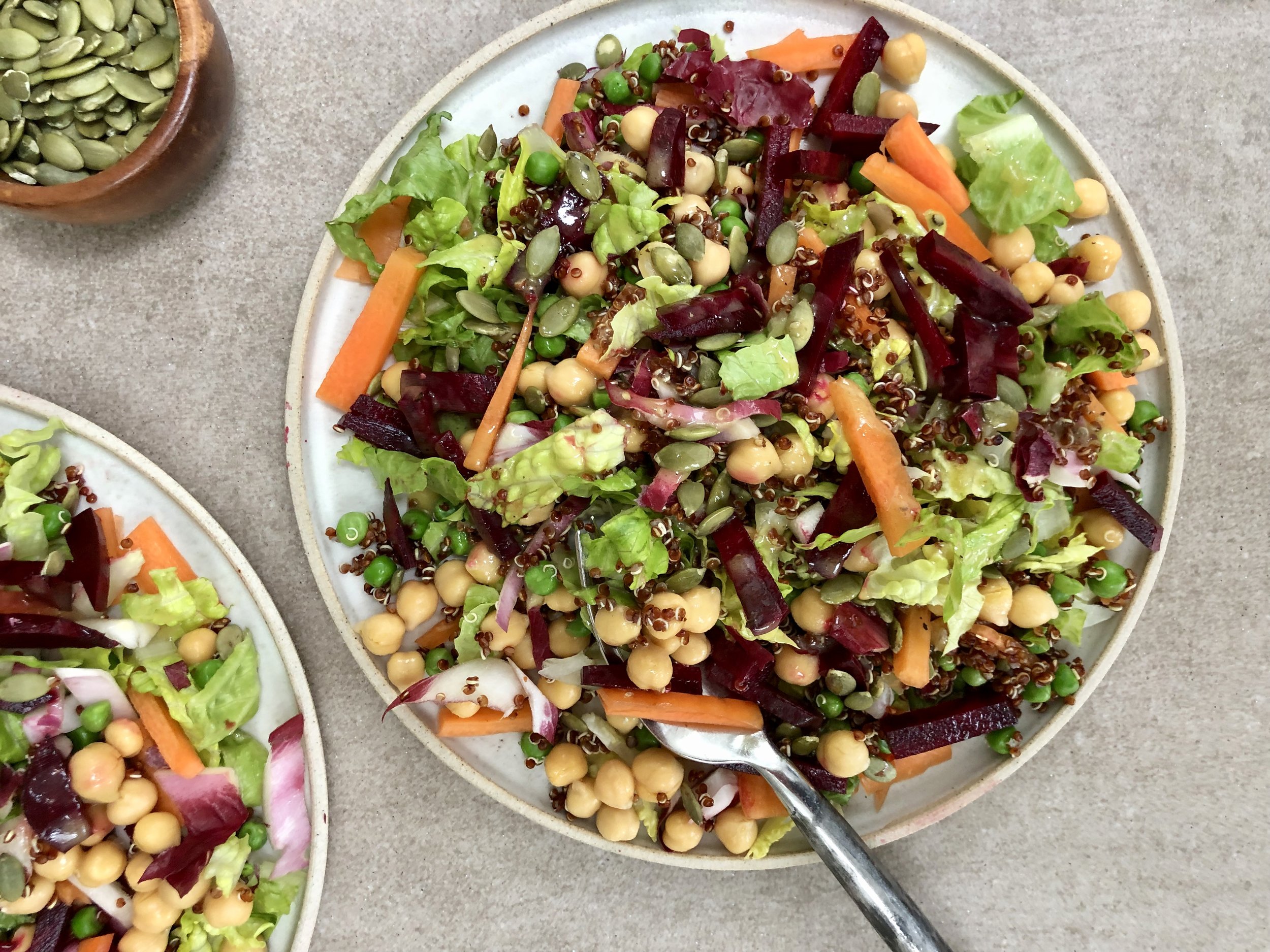 Rainbow Salad with Chickpeas and Quinoa