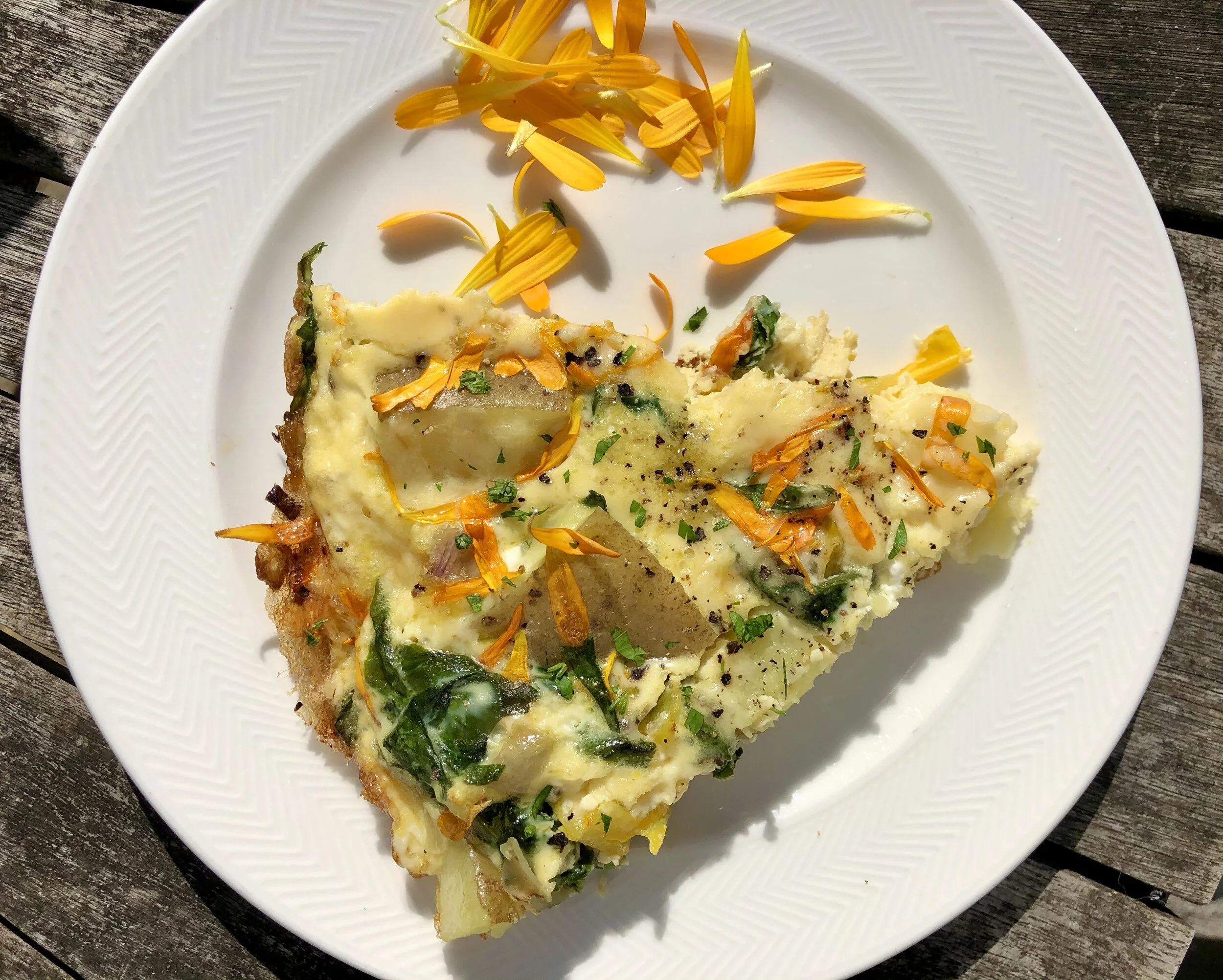 Summer Vegetable and Marigold Petal Frittata